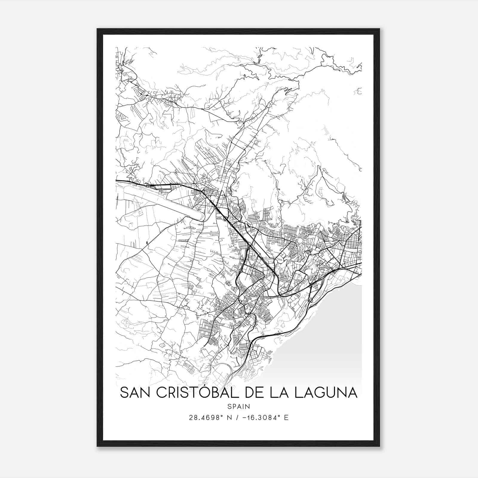 La Laguna Spain Map Poster, Modern Home Decor Wall Art Print