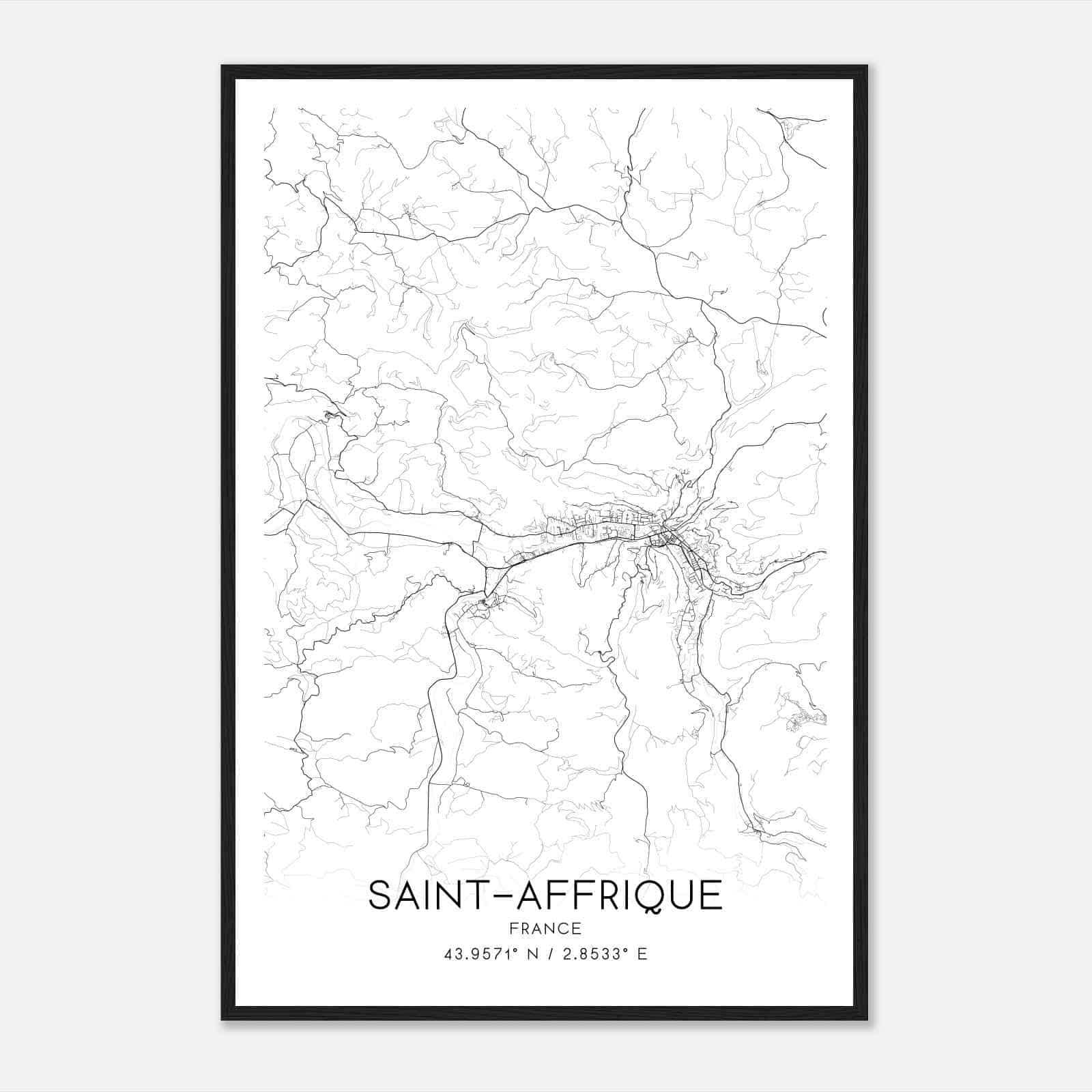 Saint-Affrique France Map Poster, Modern Home Decor Wall Art Print
