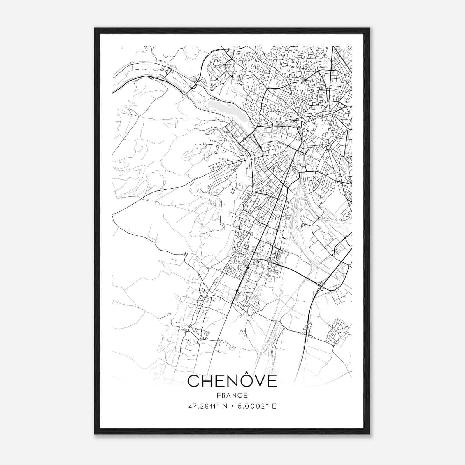 Chenove France Map Poster, Modern Home Decor Wall Art Print Chenove France Map Poster, Modern Home Decor Wall Art Print