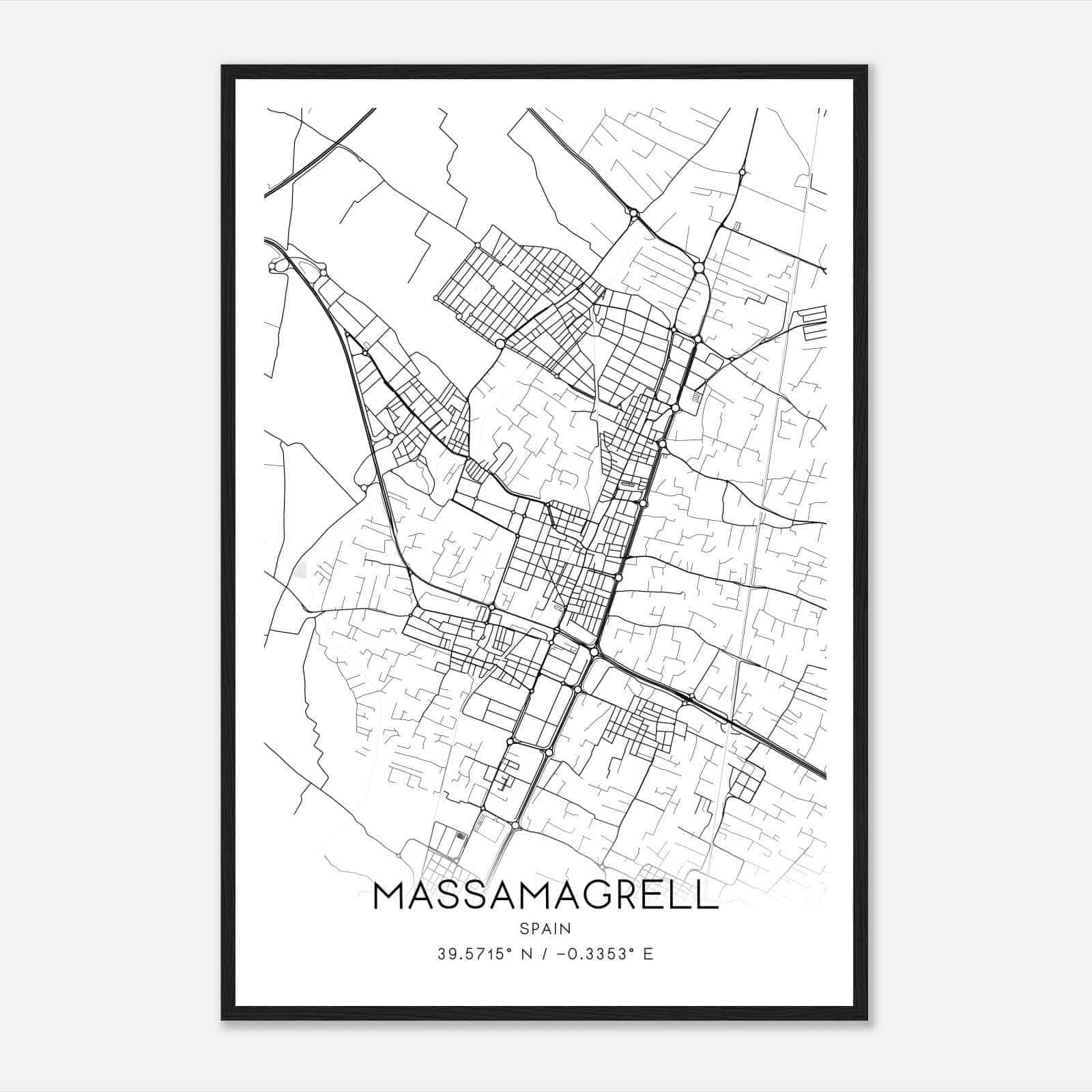 Masamagrell Spain Map Poster, Modern Home Decor Wall Art Print
