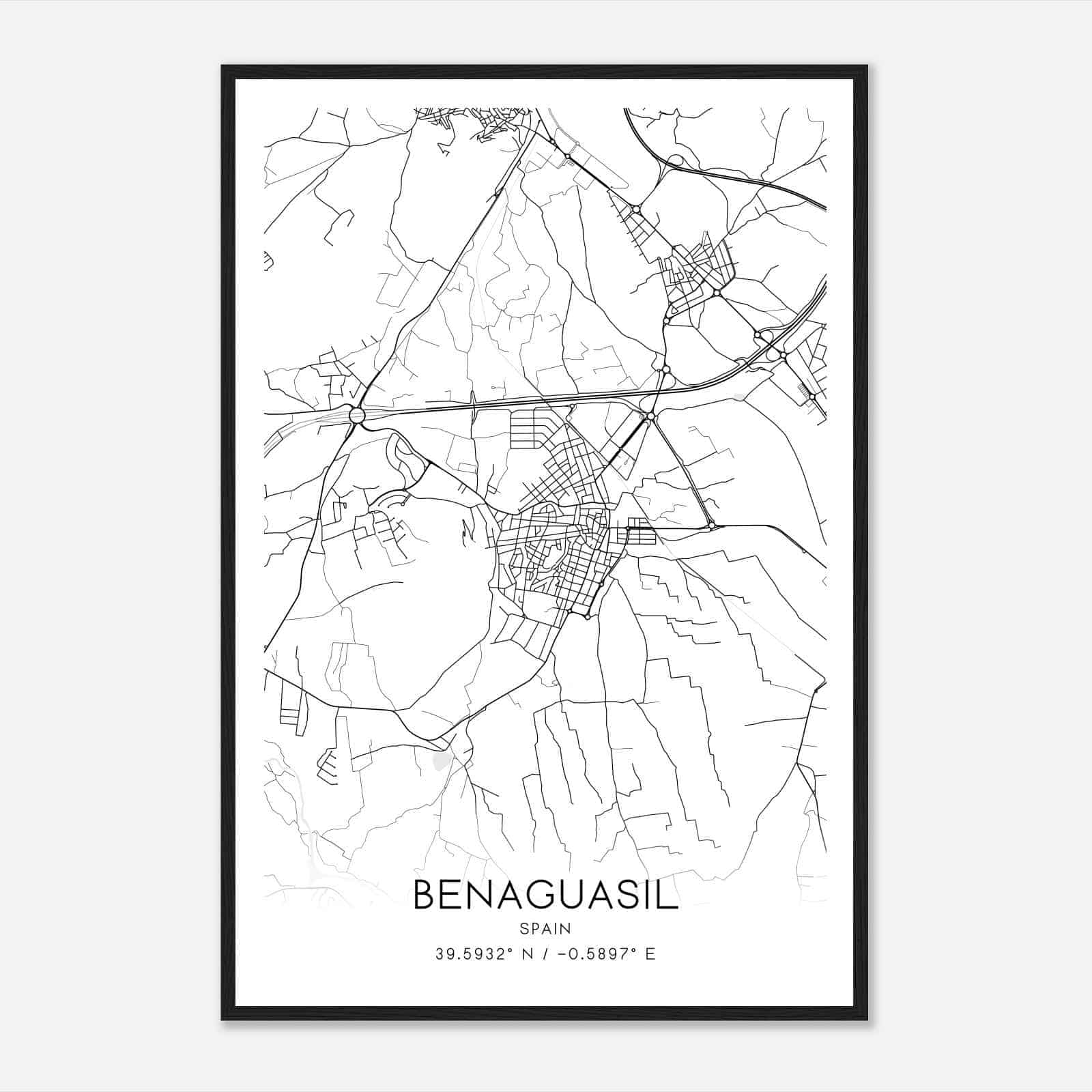 Benaguacil Spain Map Poster, Modern Home Decor Wall Art Print