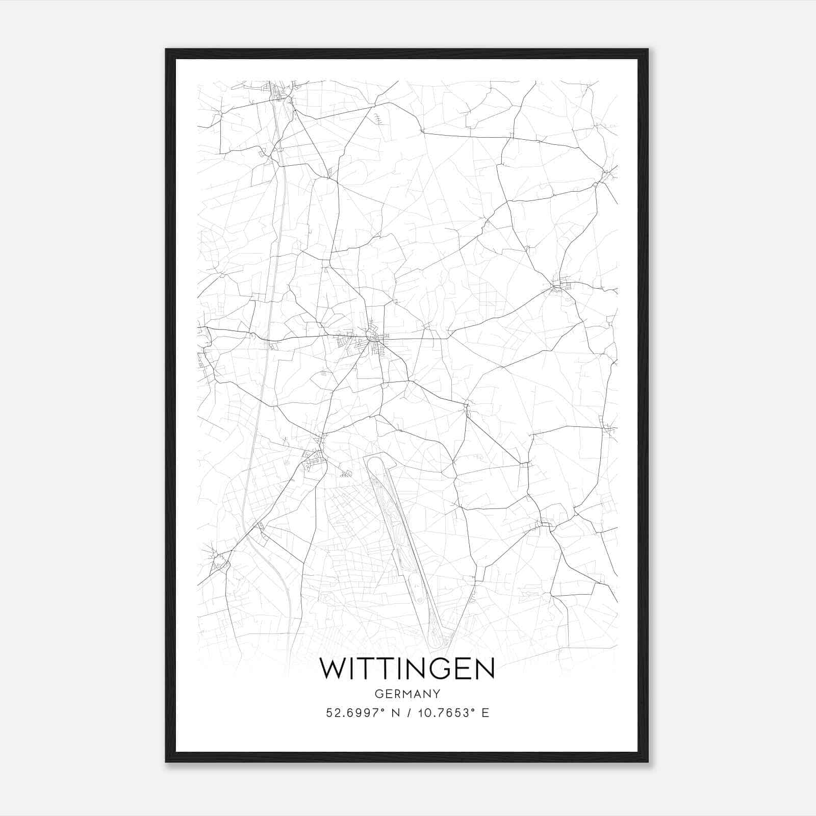 Wittingen Germany Map Poster, Modern Home Decor Wall Art Print