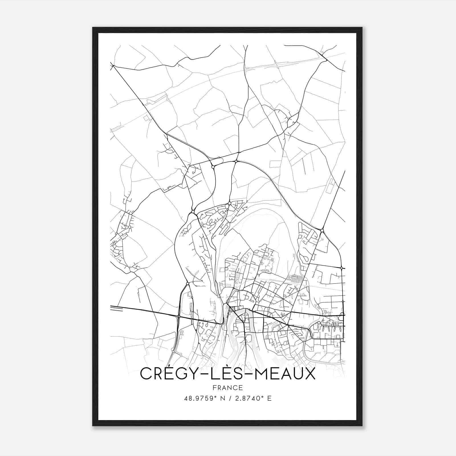 Cregy-les-Meaux France Map Poster, Modern Home Decor Wall Art Print