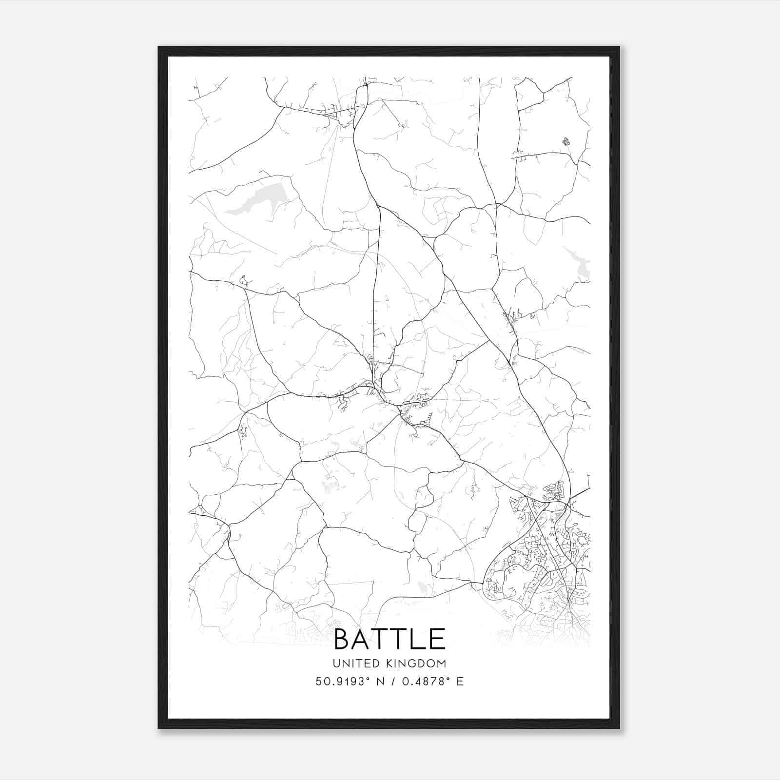Battle United Kingdom Map Poster, Modern Home Decor Wall Art Print