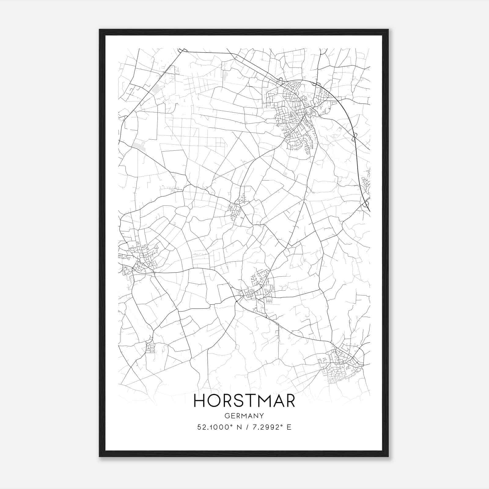 Horstmar Germany Map Poster, Modern Home Decor Wall Art Print