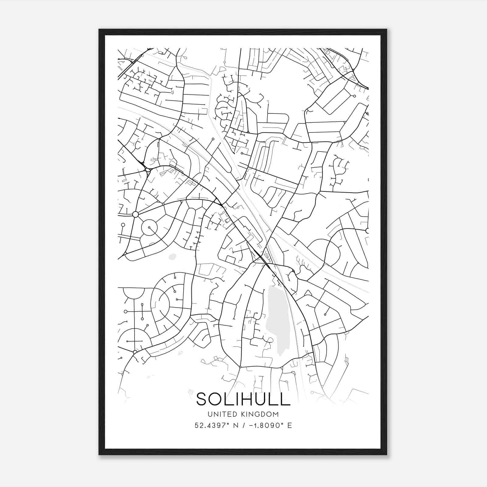 Olton United Kingdom Map Poster, Modern Home Decor Wall Art Print