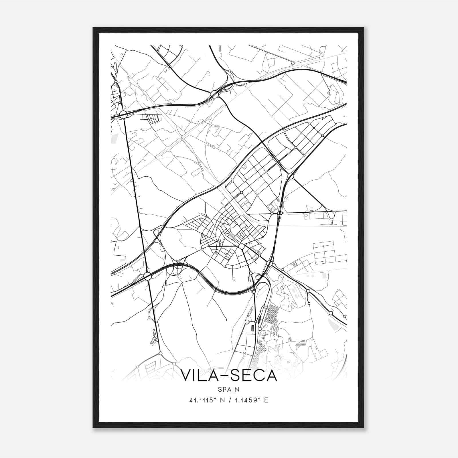 Vilaseca de Solcina Spain Map Poster, Modern Home Decor Wall Art Print