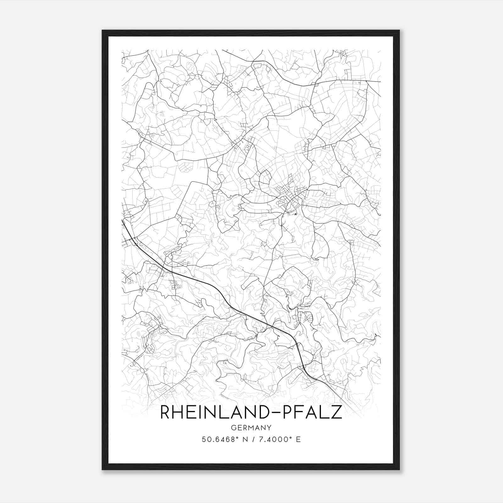 Asbach Germany Map Poster, Modern Home Decor Wall Art Print
