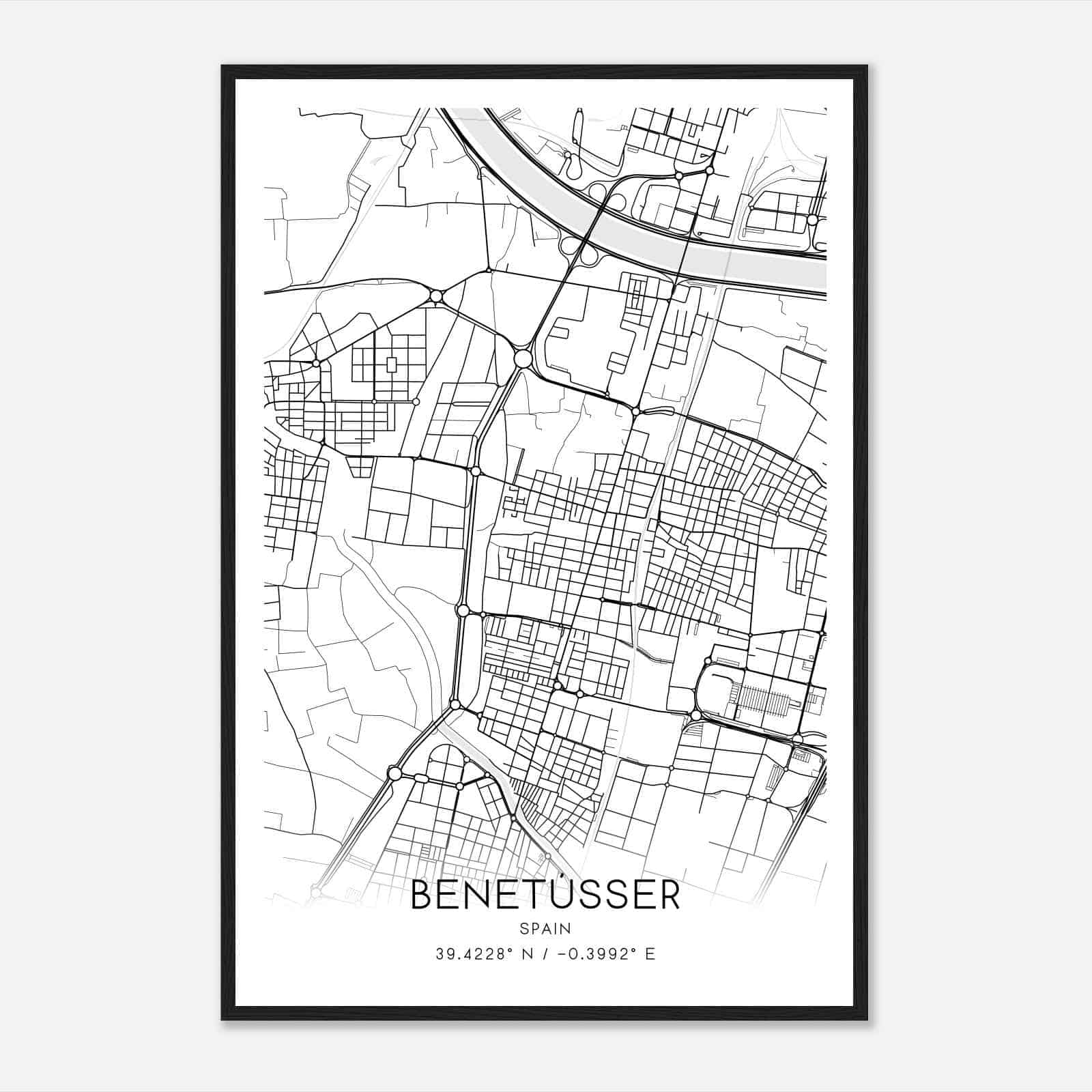 Benetuser Spain Map Poster, Modern Home Decor Wall Art Print