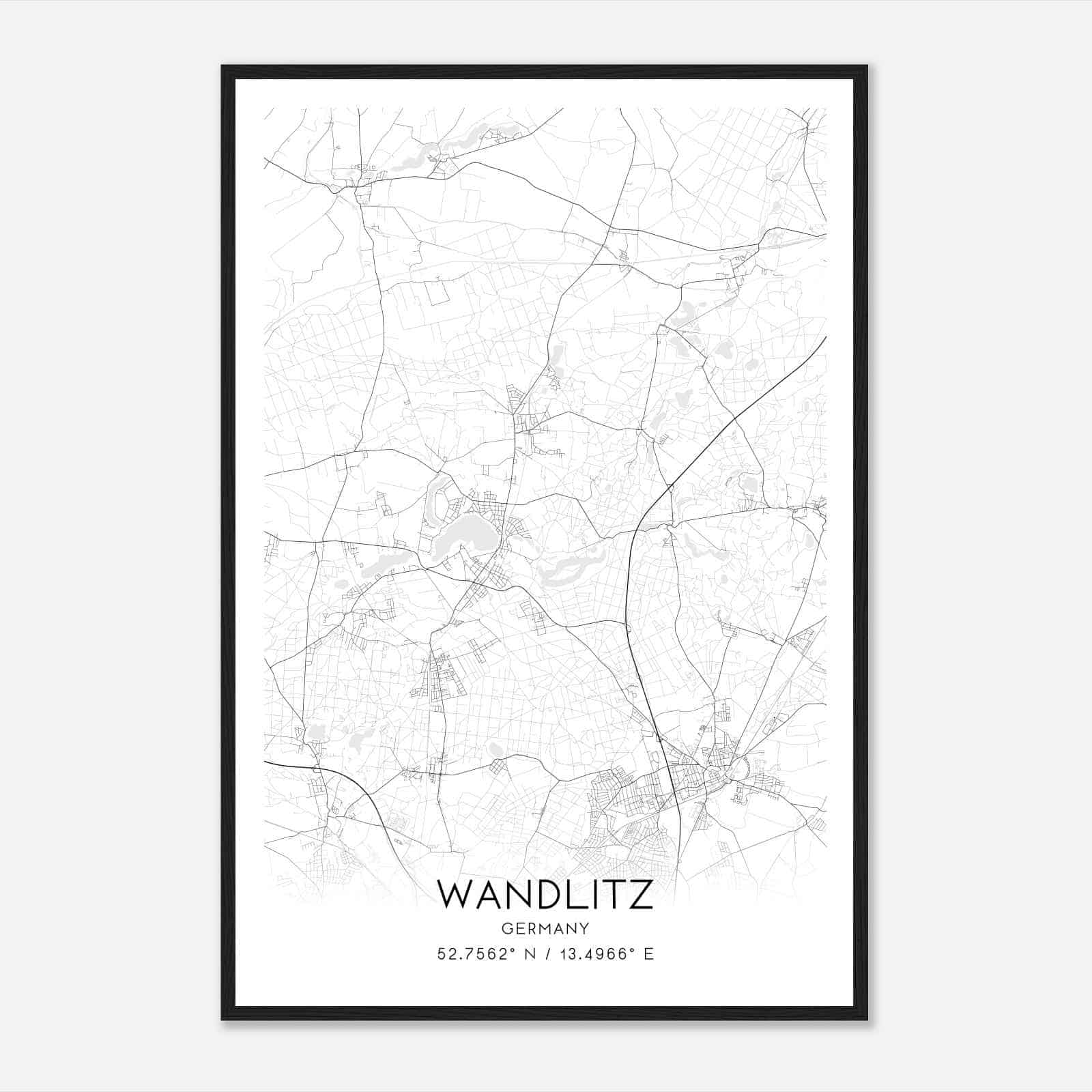 Wandlitz Germany Map Poster, Modern Home Decor Wall Art Print