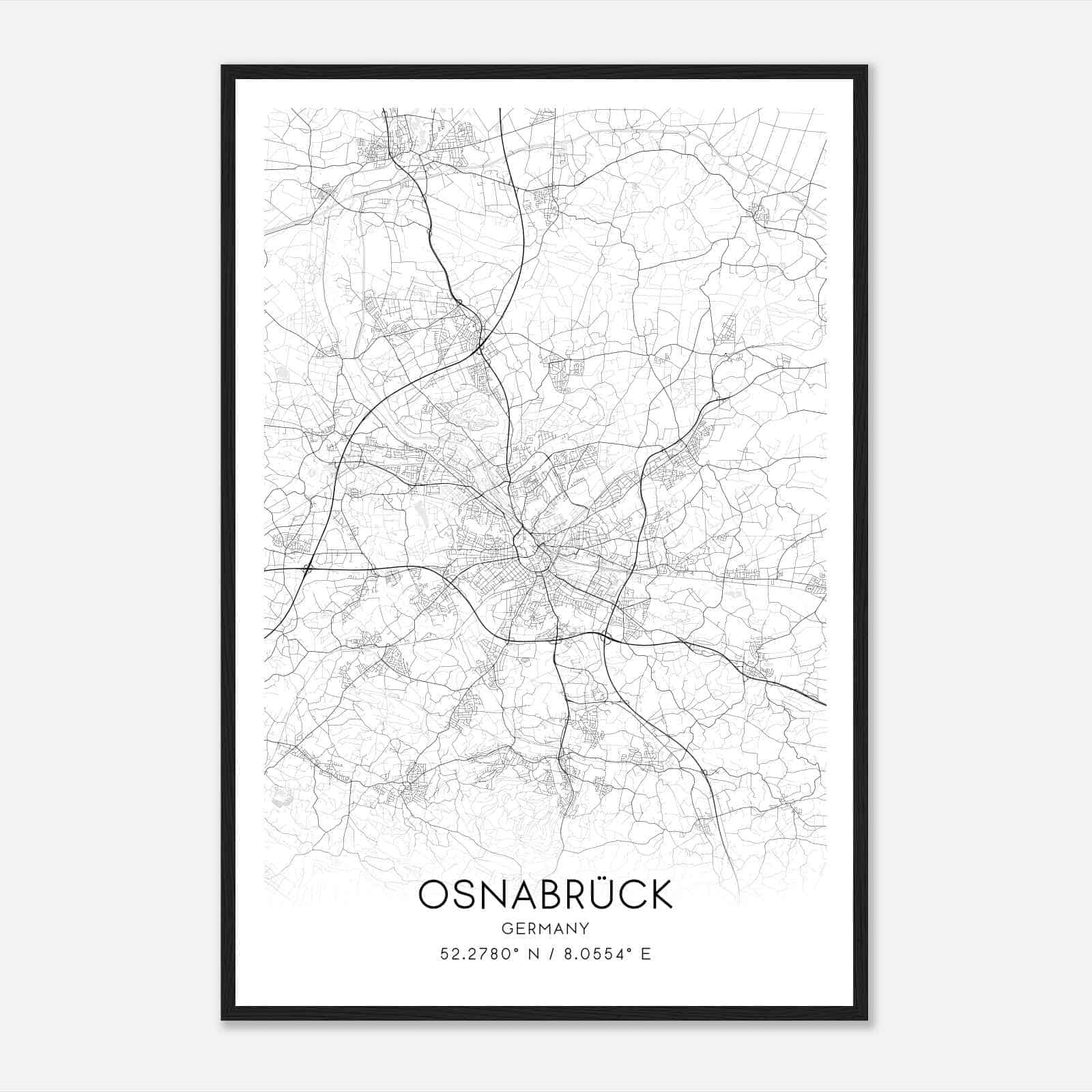 Osnabruck Germany Map Poster, Modern Home Decor Wall Art Print
