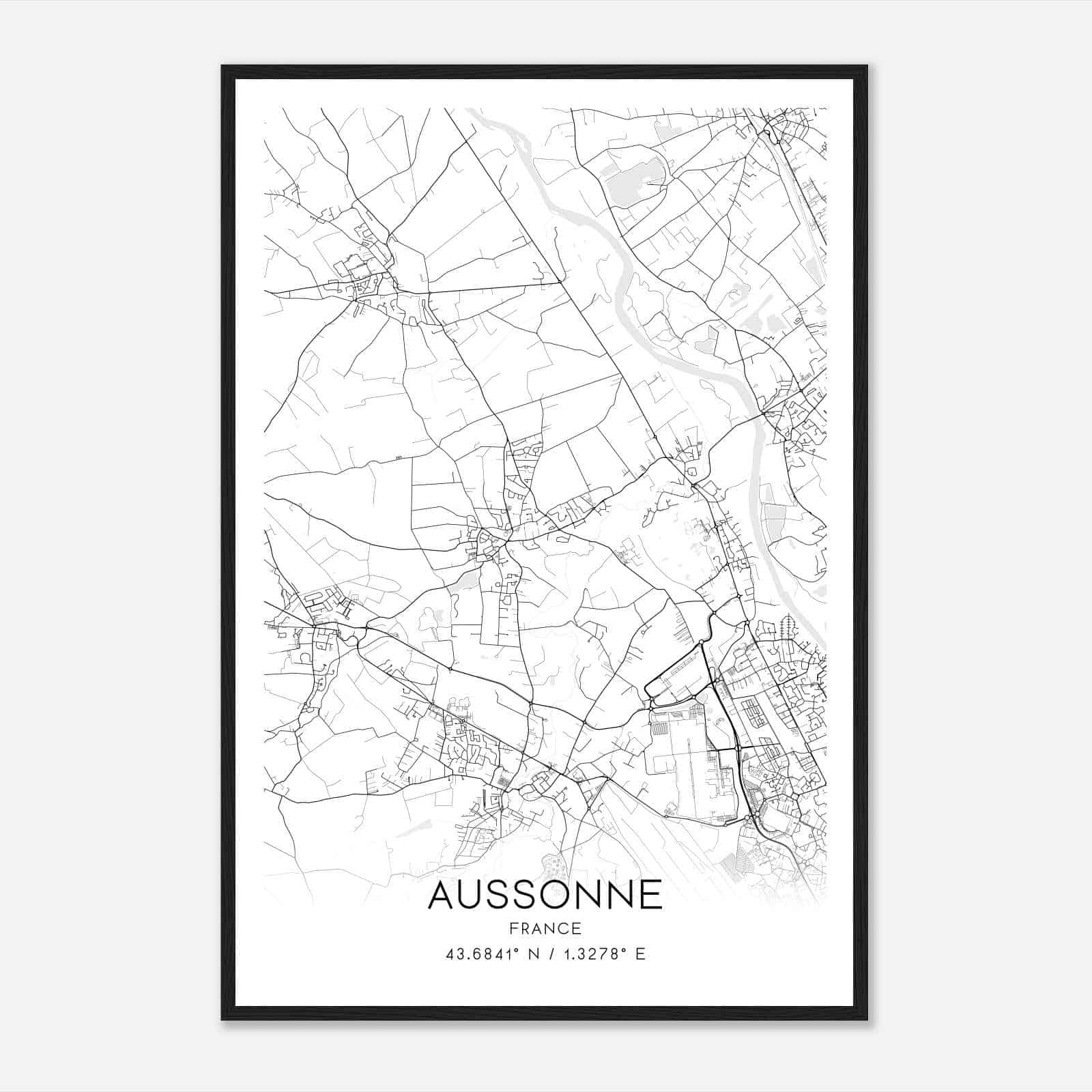 Aussonne France Map Poster, Modern Home Decor Wall Art Print
