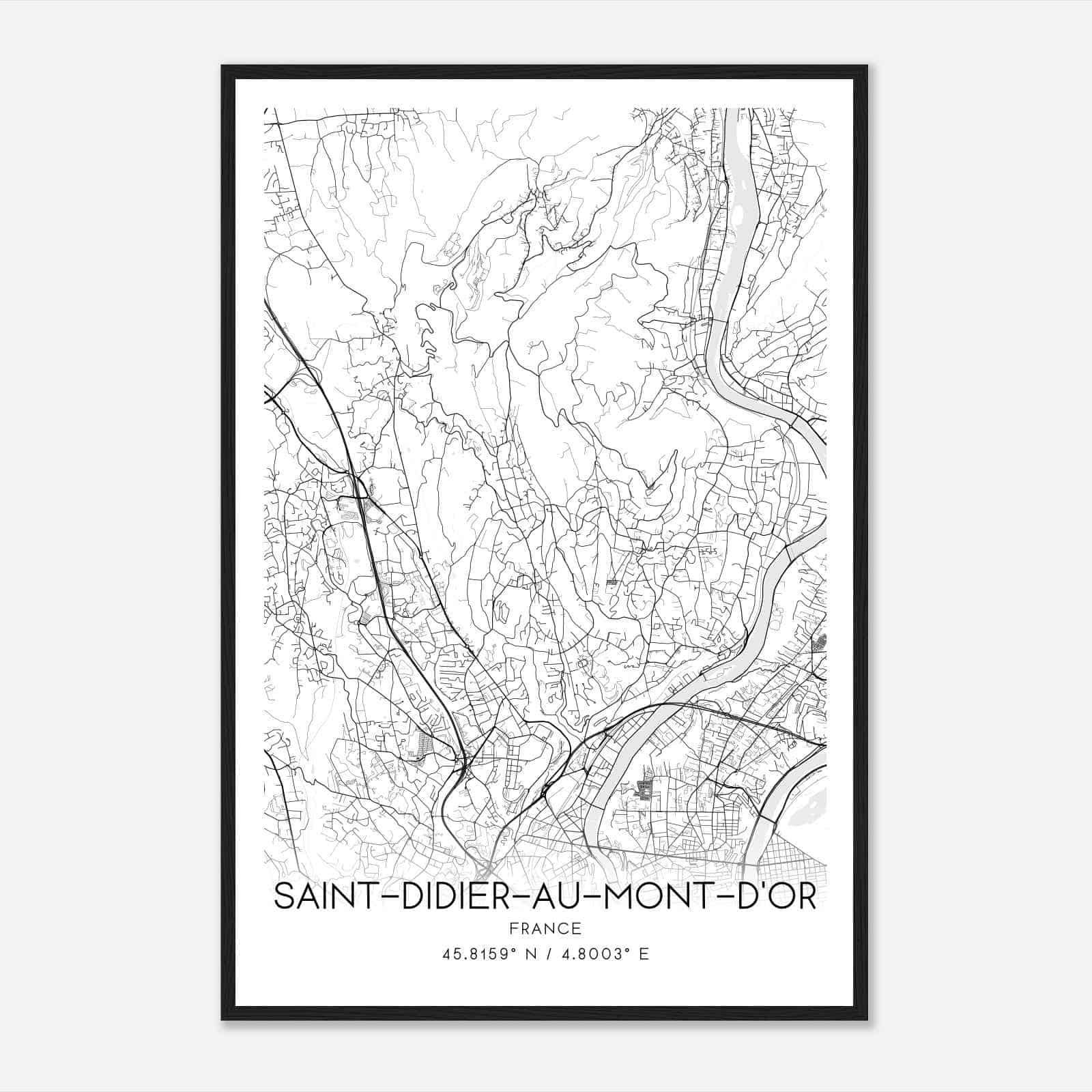 Saint-Didier-au-Mont-d’Or France Map Poster, Modern Home Decor Wall Art Print