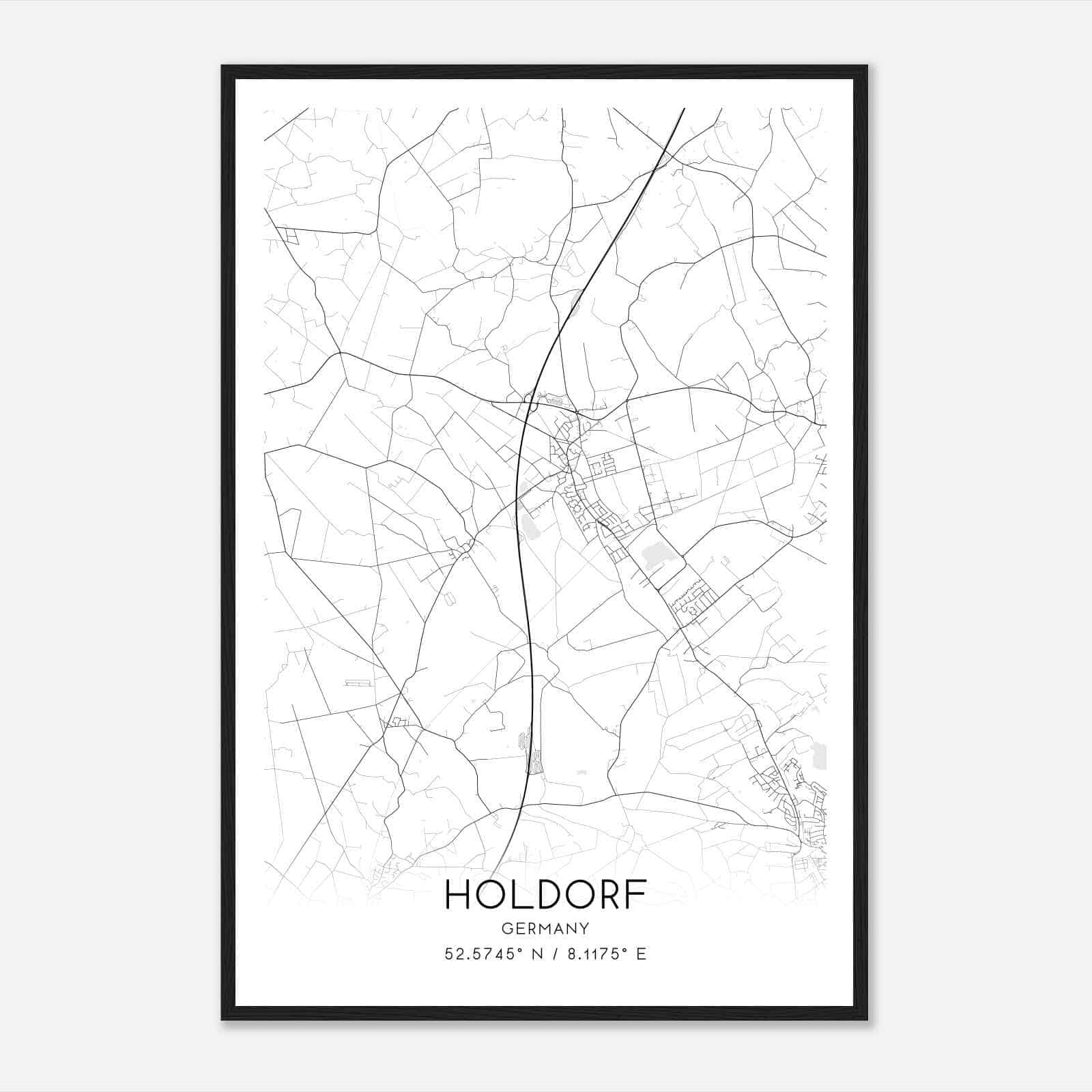 Holdorf Germany Map Poster, Modern Home Decor Wall Art Print