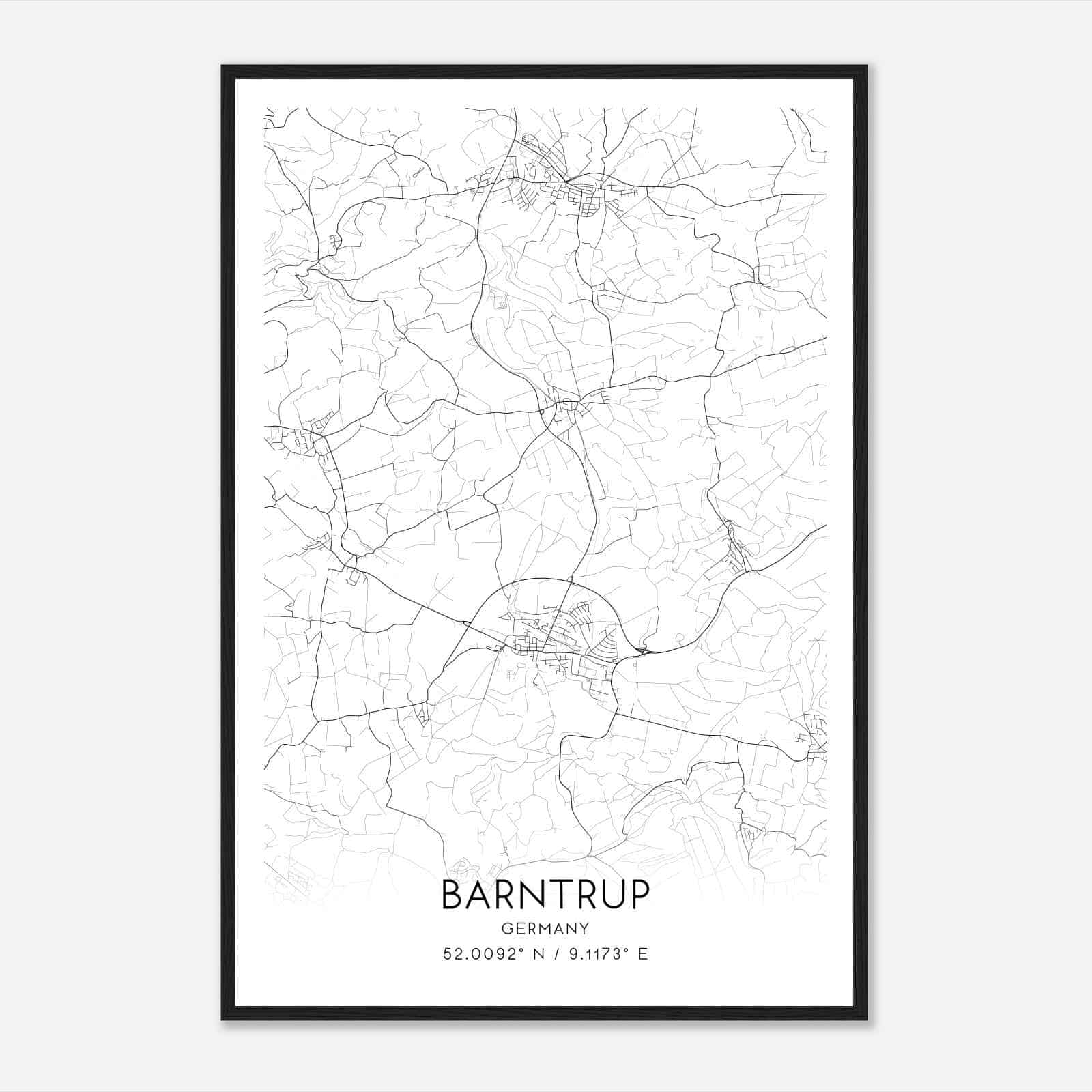 Barntrup Germany Map Poster, Modern Home Decor Wall Art Print