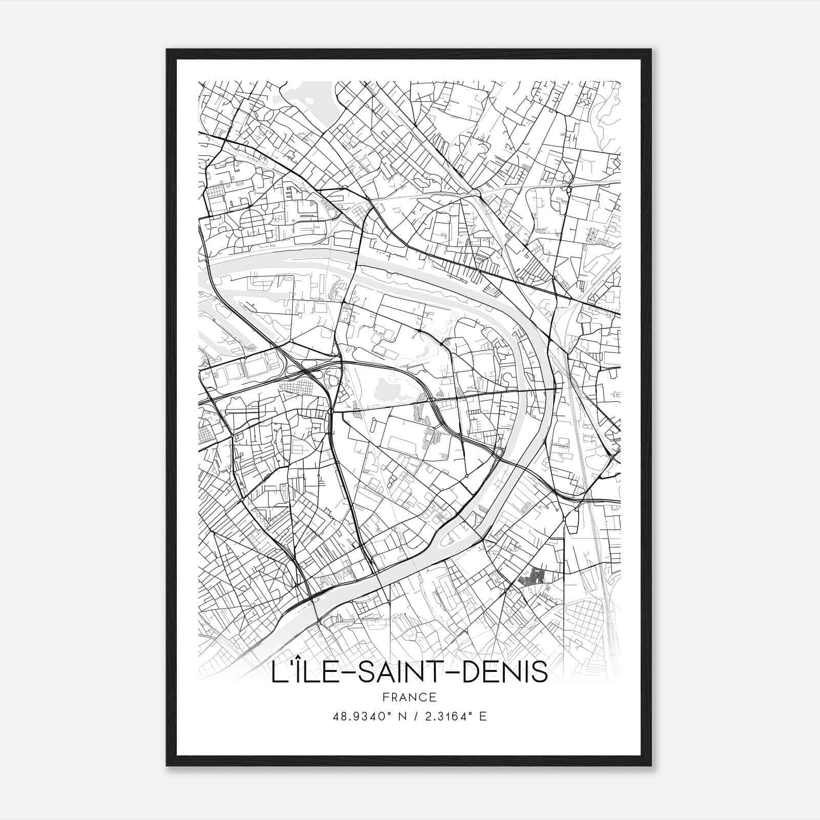 L’Ile-Saint-Denis France Map Poster, Modern Home Decor Wall Art Print