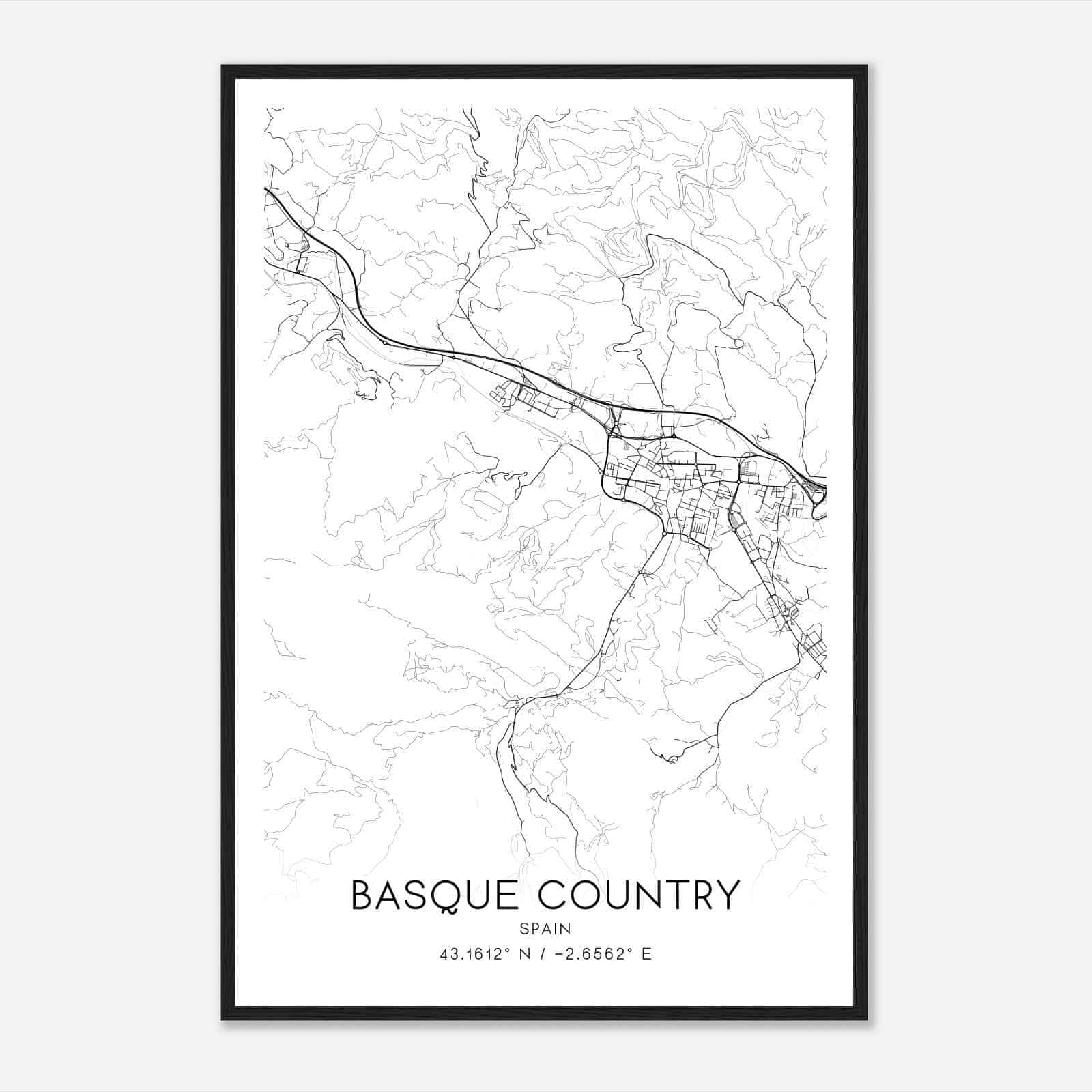 Durango Spain Map Poster, Modern Home Decor Wall Art Print