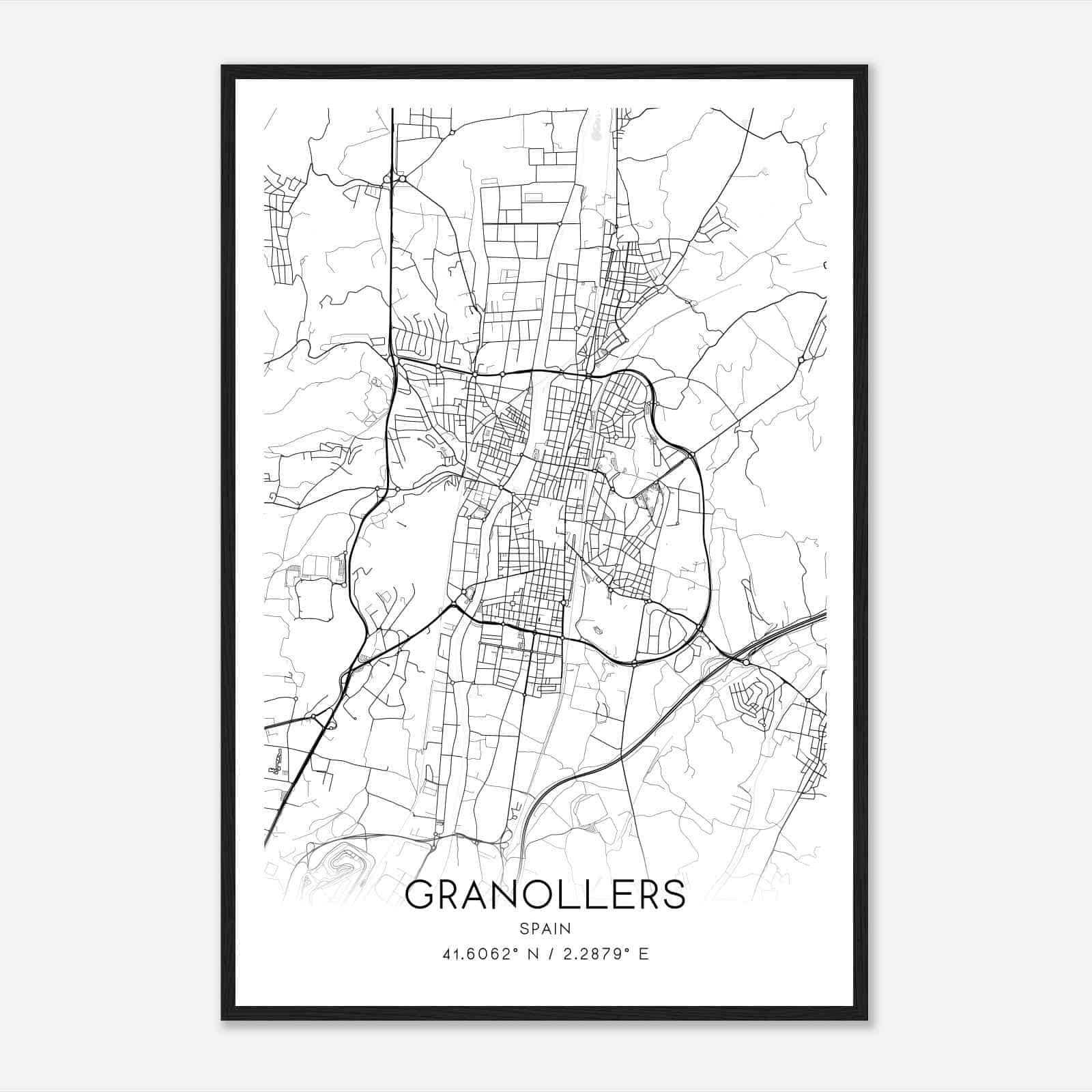 Granollers Spain Map Poster, Modern Home Decor Wall Art Print