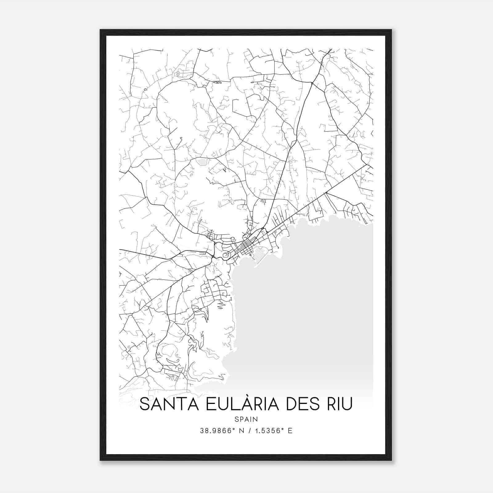 Santa Eulalia del Rio Spain Map Poster, Modern Home Decor Wall Art Print