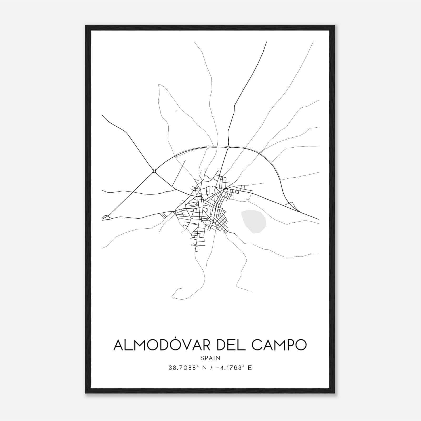 Almodovar del Campo Spain Map Poster, Modern Home Decor Wall Art Print