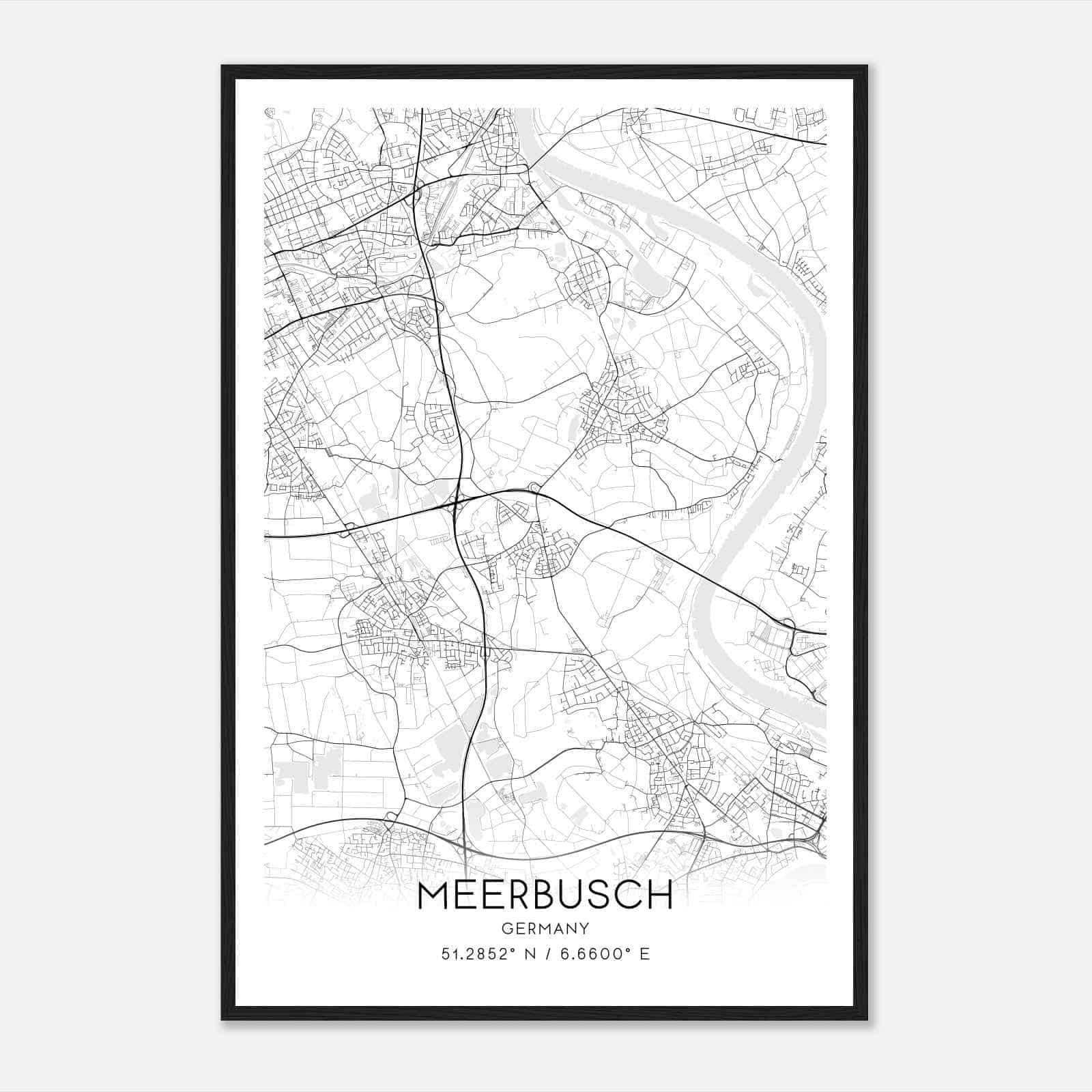 Meerbusch Germany Map Poster, Modern Home Decor Wall Art Print