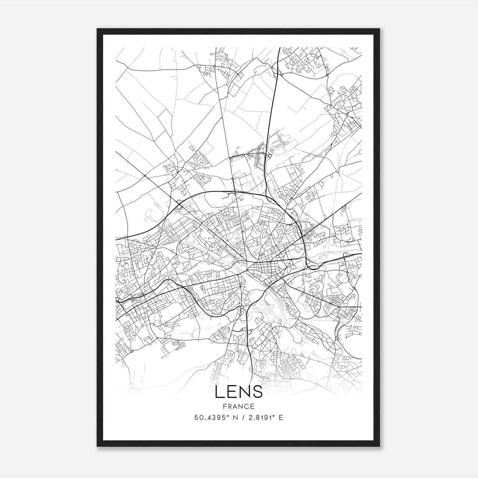 Lens France Map Poster, Modern Home Decor Wall Art Print