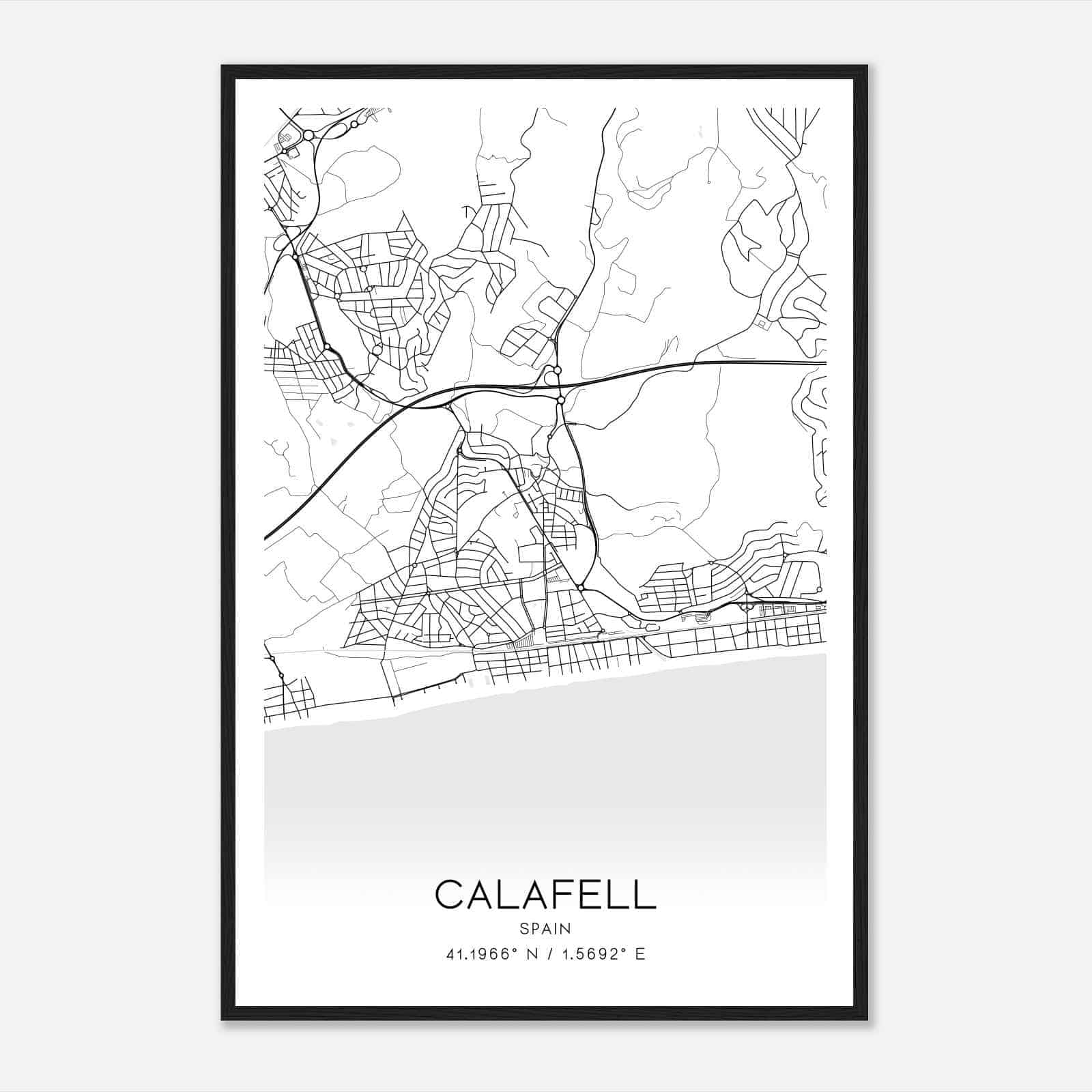 Calafell Spain Map Poster, Modern Home Decor Wall Art Print