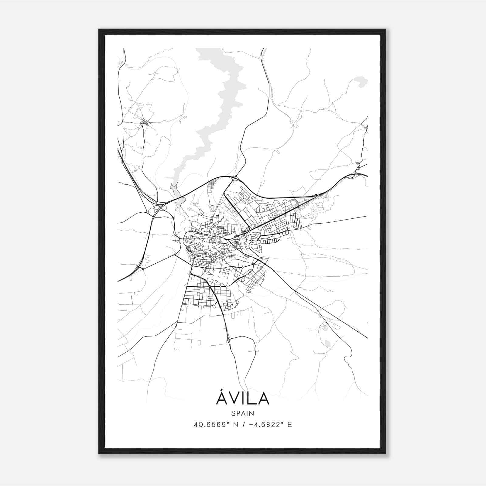 Avila Spain Map Poster, Modern Home Decor Wall Art Print
