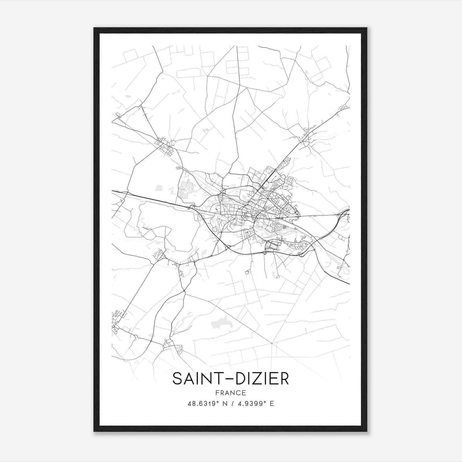 Saint-Dizier France Map Poster, Modern Home Decor Wall Art Print