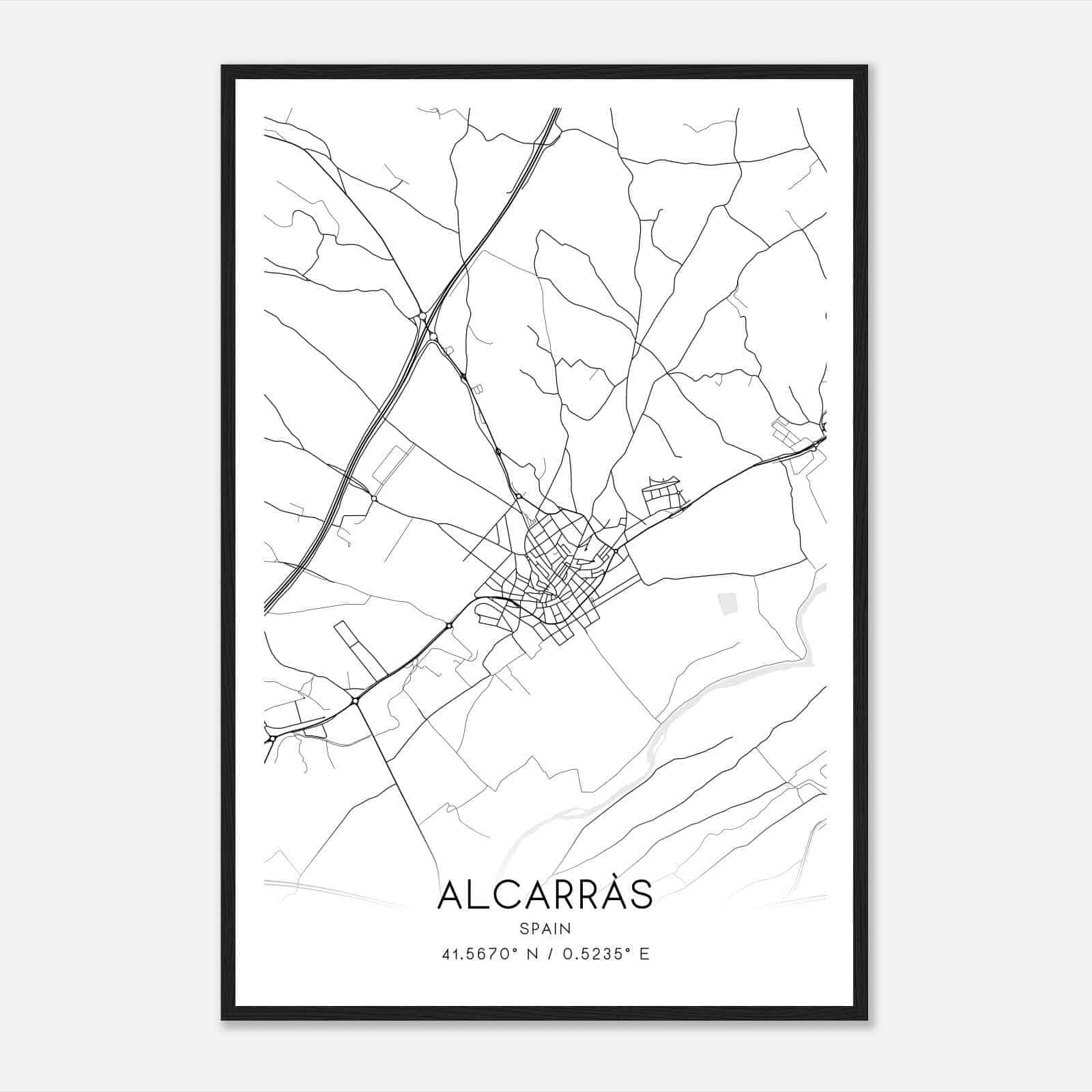 Alcarraz Spain Map Poster, Modern Home Decor Wall Art Print