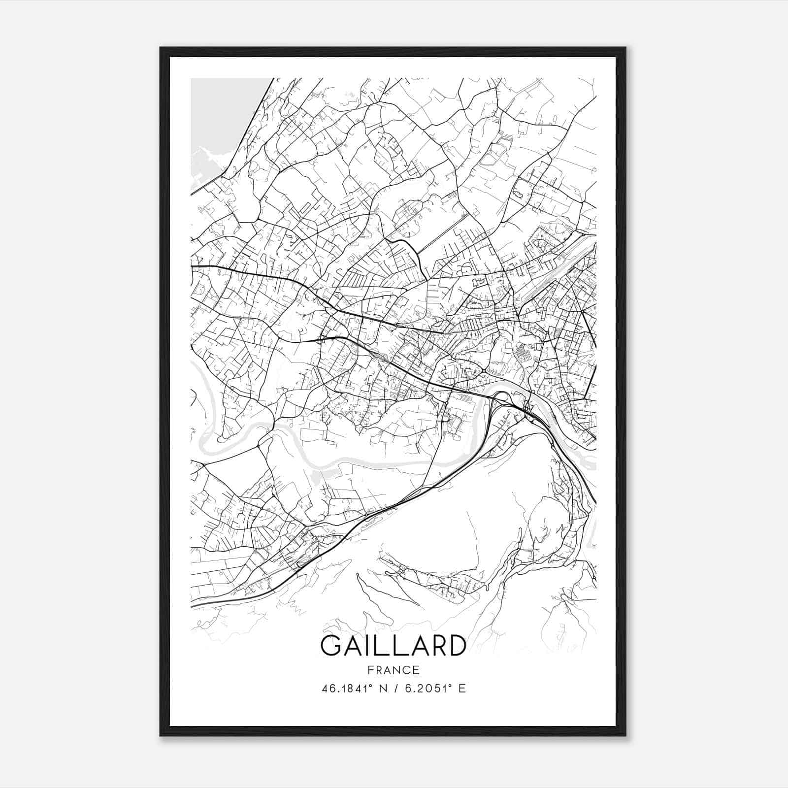 Gaillard France Map Poster, Modern Home Decor Wall Art Print