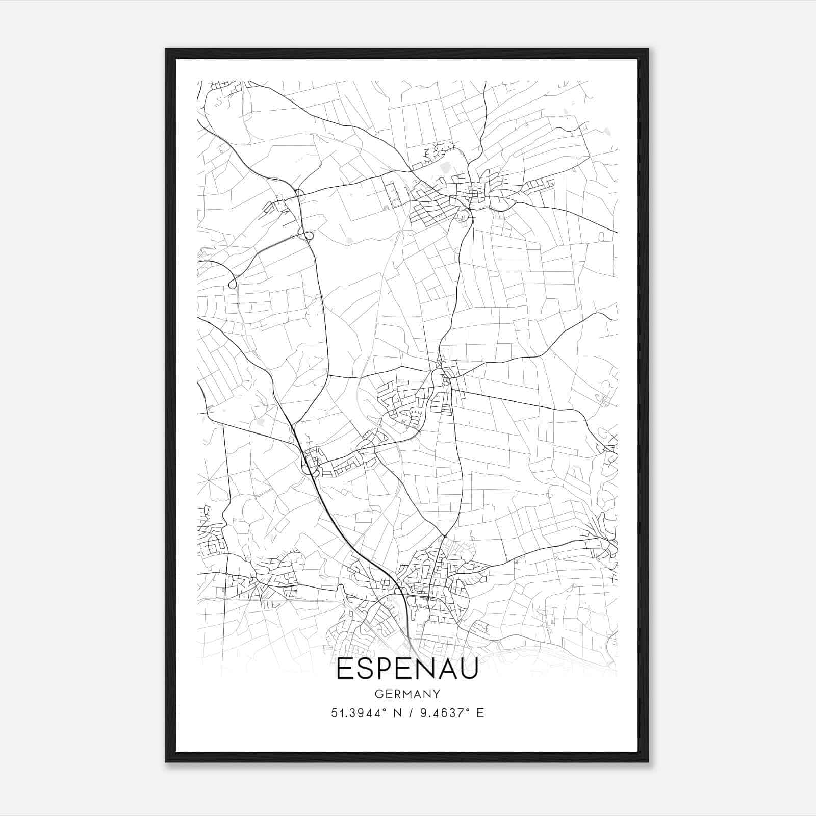 Espenau Germany Map Poster, Modern Home Decor Wall Art Print