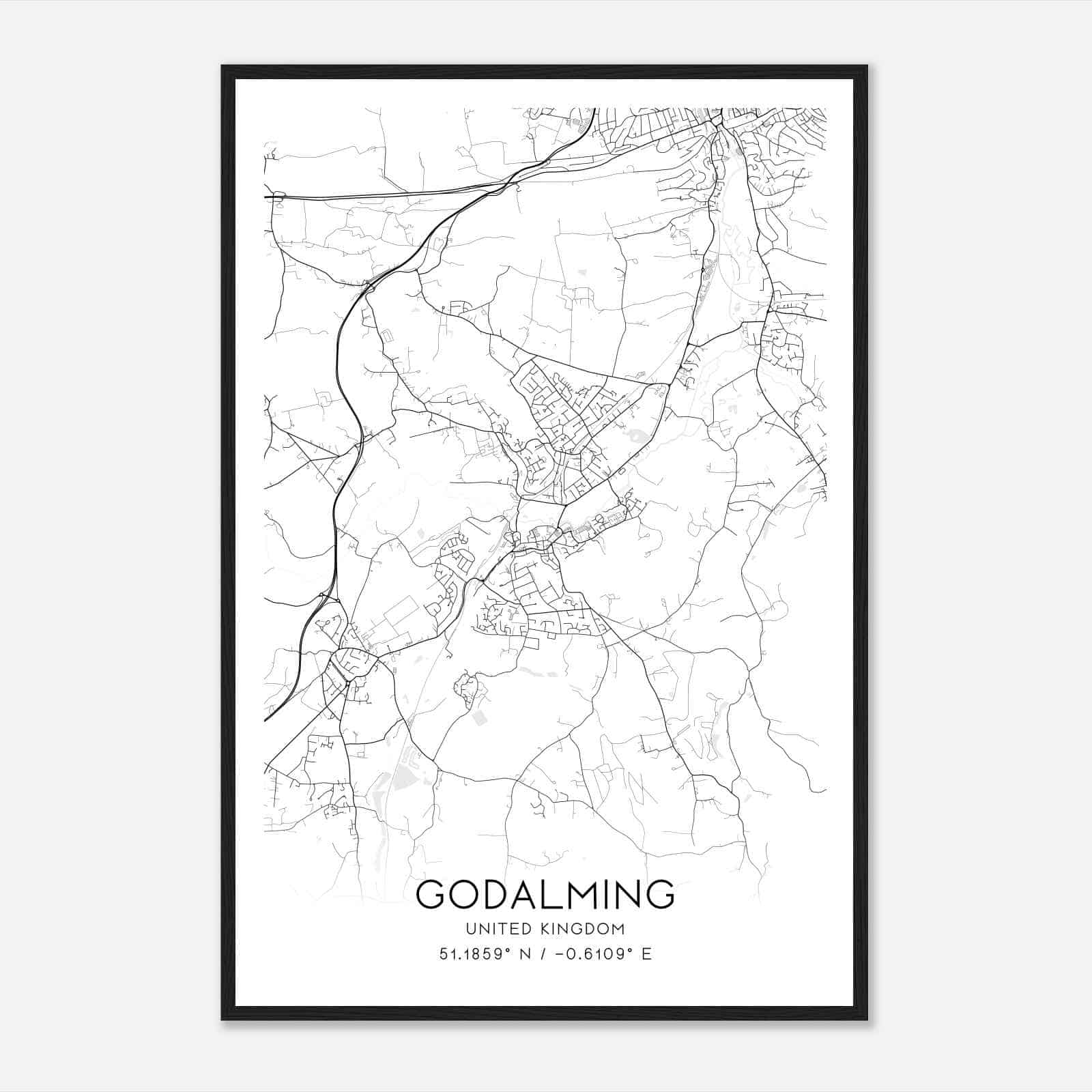 Godalming United Kingdom Map Poster, Modern Home Decor Wall Art Print Godalming United Kingdom Map Poster, Modern Home Decor Wall Art Print