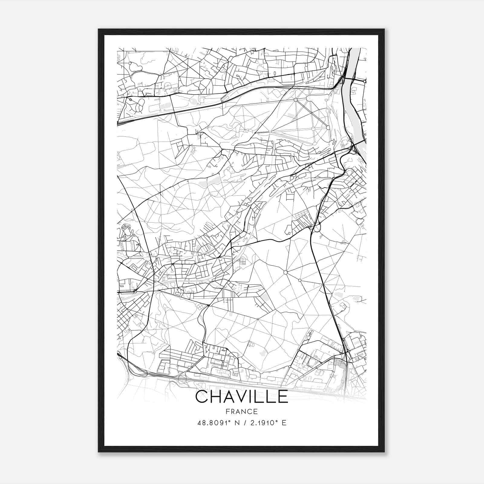 Chaville France Map Poster, Modern Home Decor Wall Art Print Chaville France Map Poster, Modern Home Decor Wall Art Print