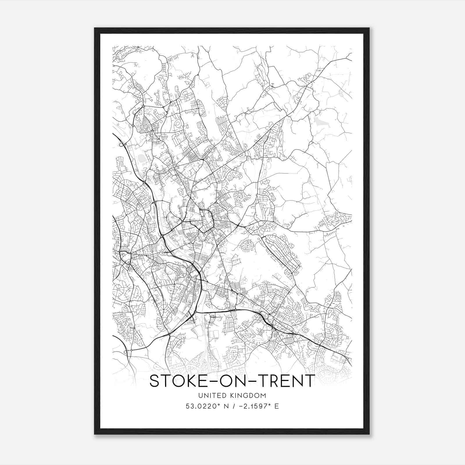 Stoke-on-Trent United Kingdom Map Poster, Modern Home Decor Wall Art Print
