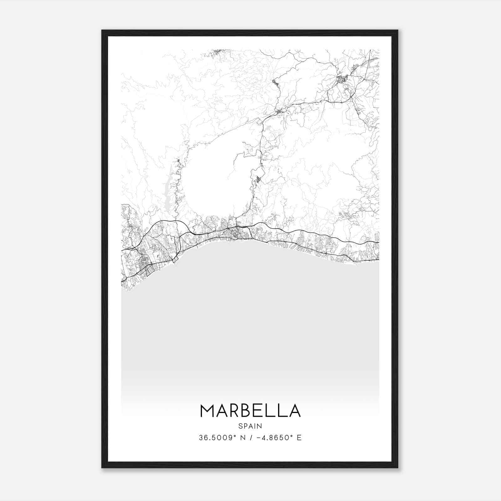 Marbella Spain Map Poster, Modern Home Decor Wall Art Print