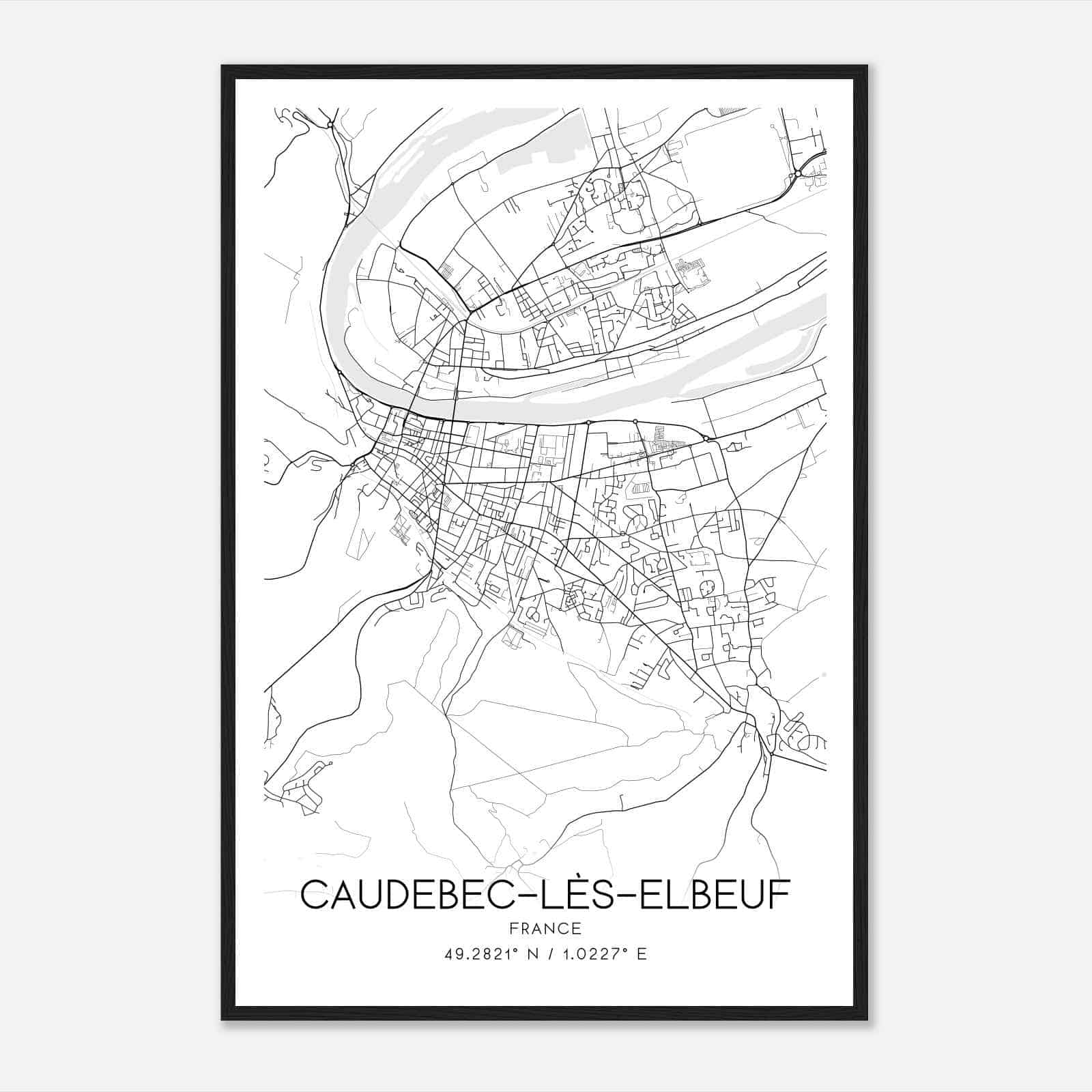Caudebec-les-Elbeuf France Map Poster, Modern Home Decor Wall Art Print