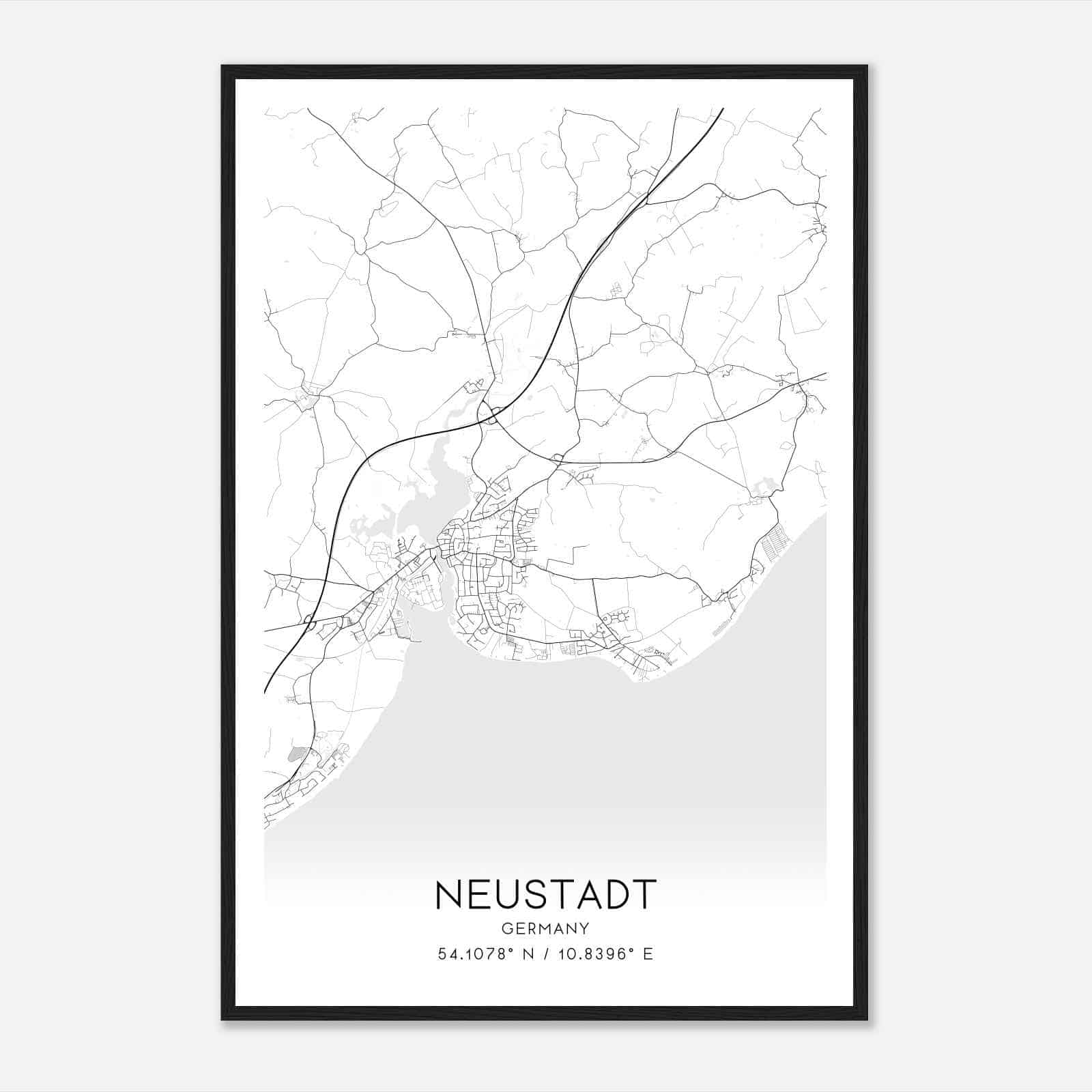 Neustadt in Holstein Germany Map Poster, Modern Home Decor Wall Art Print