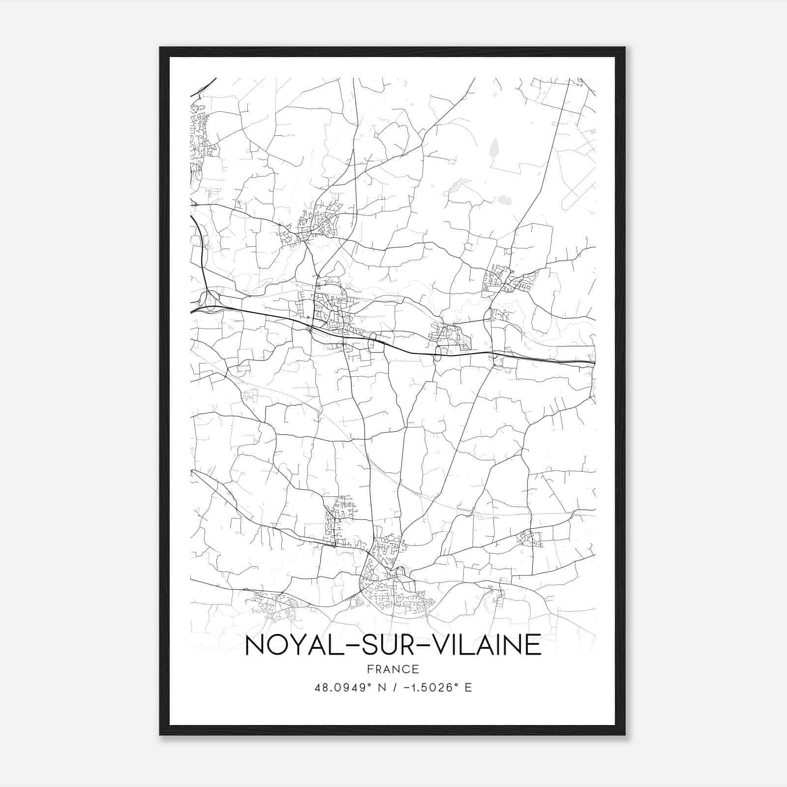 Noyal-sur-Vilaine France Map Poster, Modern Home Decor Wall Art Print