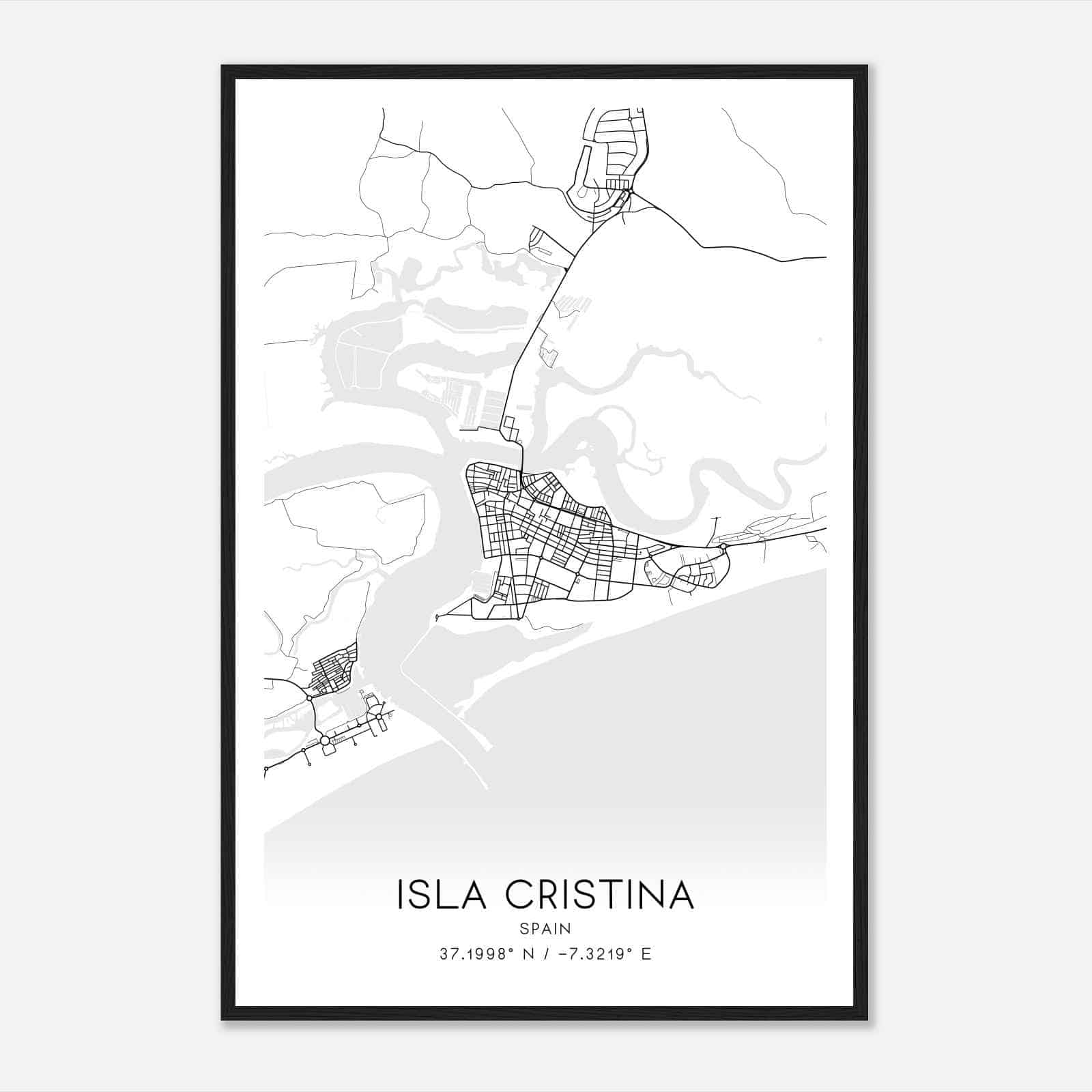 Isla-Cristina Spain Map Poster, Modern Home Decor Wall Art Print