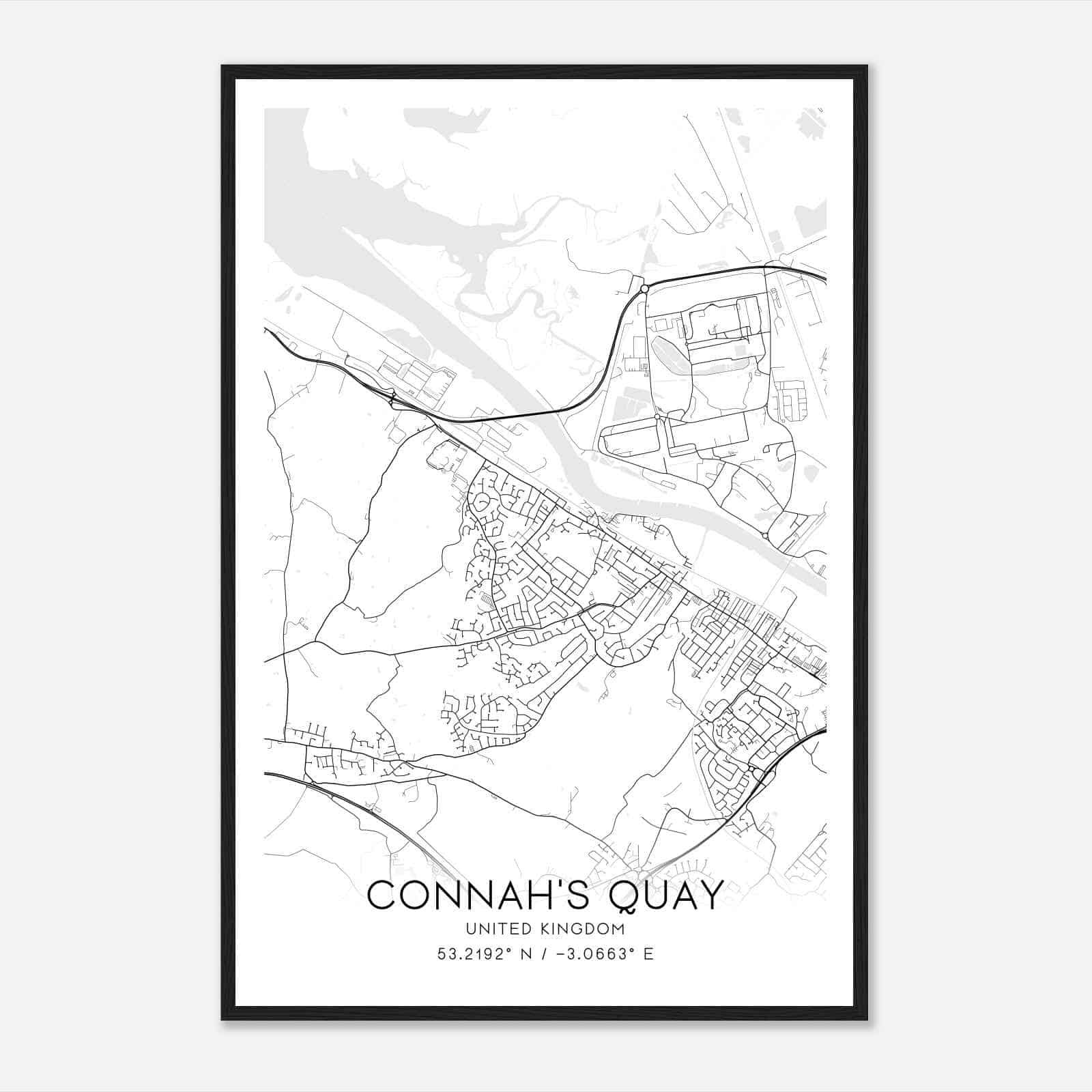 Connahs Quay United Kingdom Map Poster, Modern Home Decor Wall Art Print