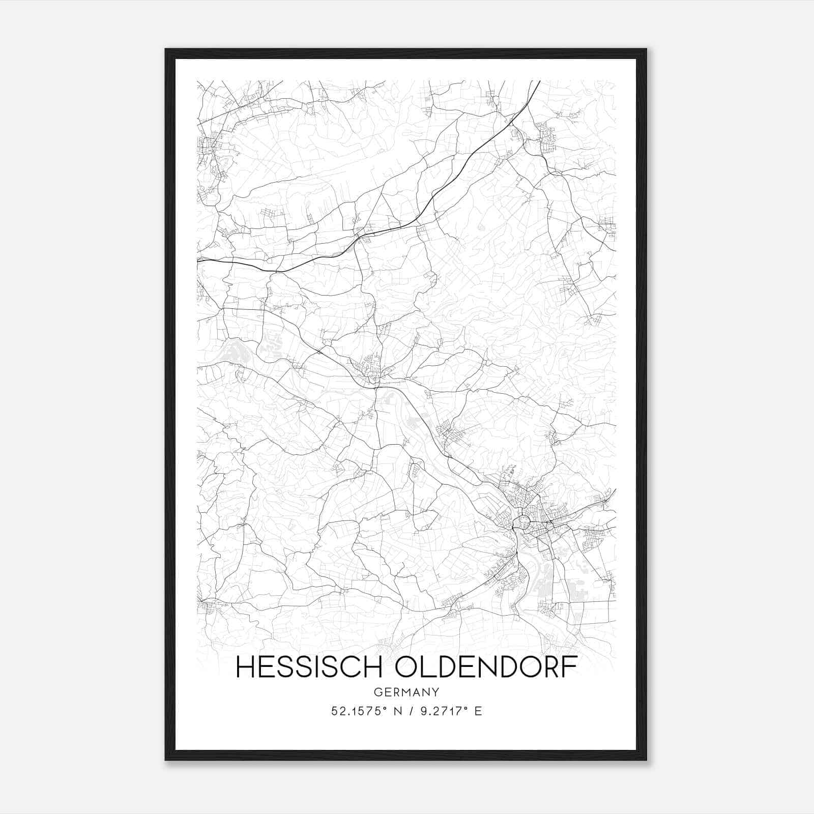 Hessisch Oldendorf Germany Map Poster, Modern Home Decor Wall Art Print