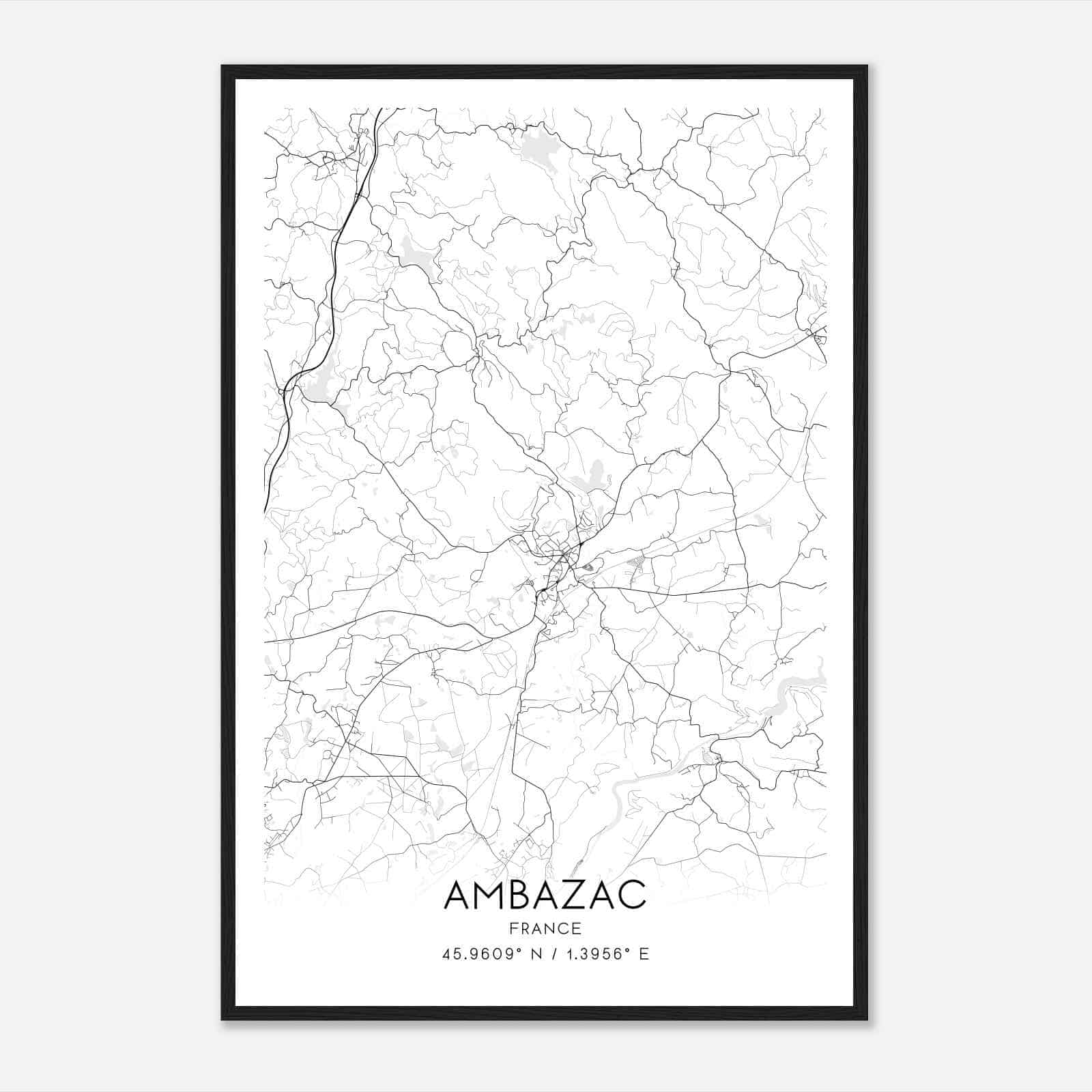Ambazac France Map Poster, Modern Home Decor Wall Art Print