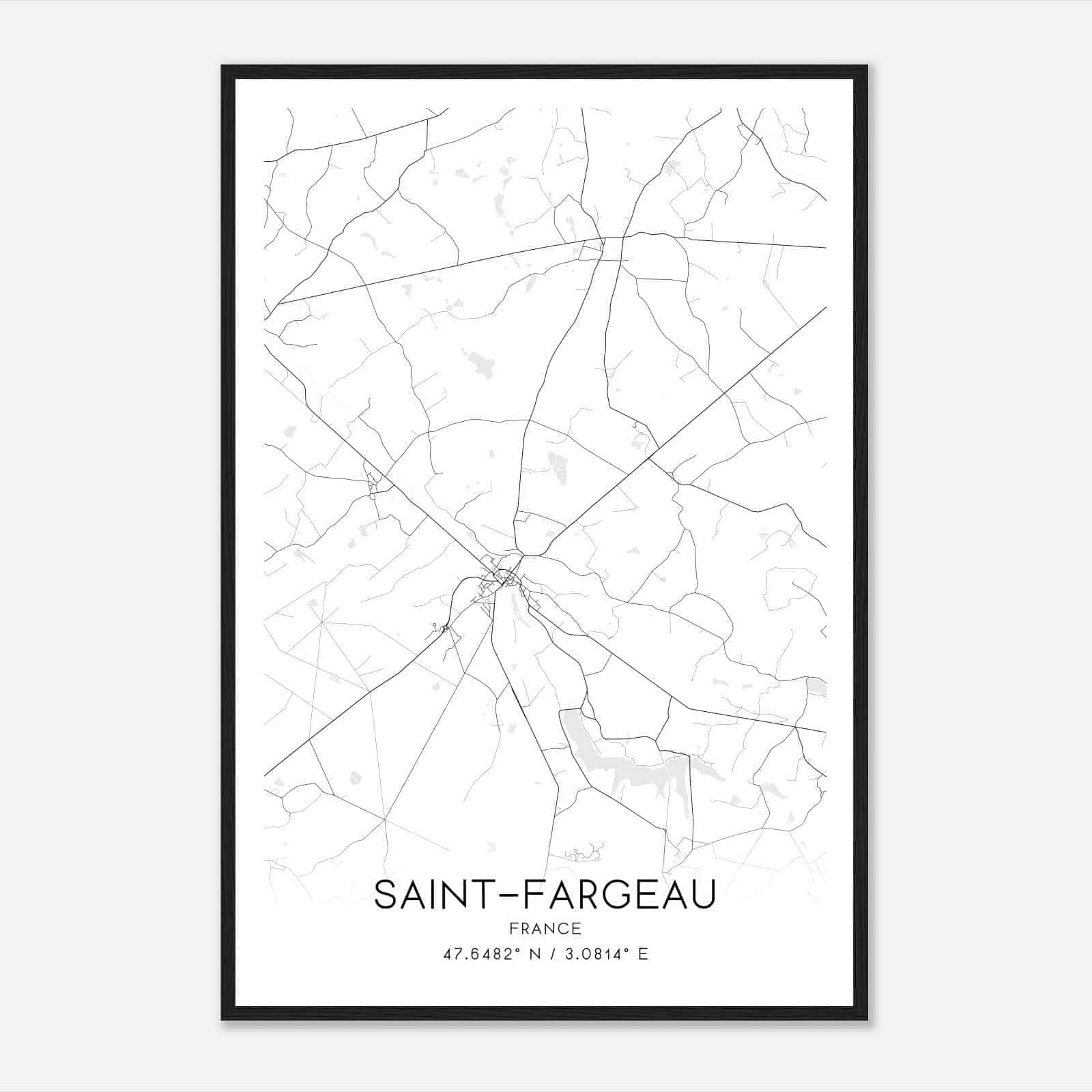Saint-Fargeau France Map Poster, Modern Home Decor Wall Art Print Saint-Fargeau France Map Poster, Modern Home Decor Wall Art Print