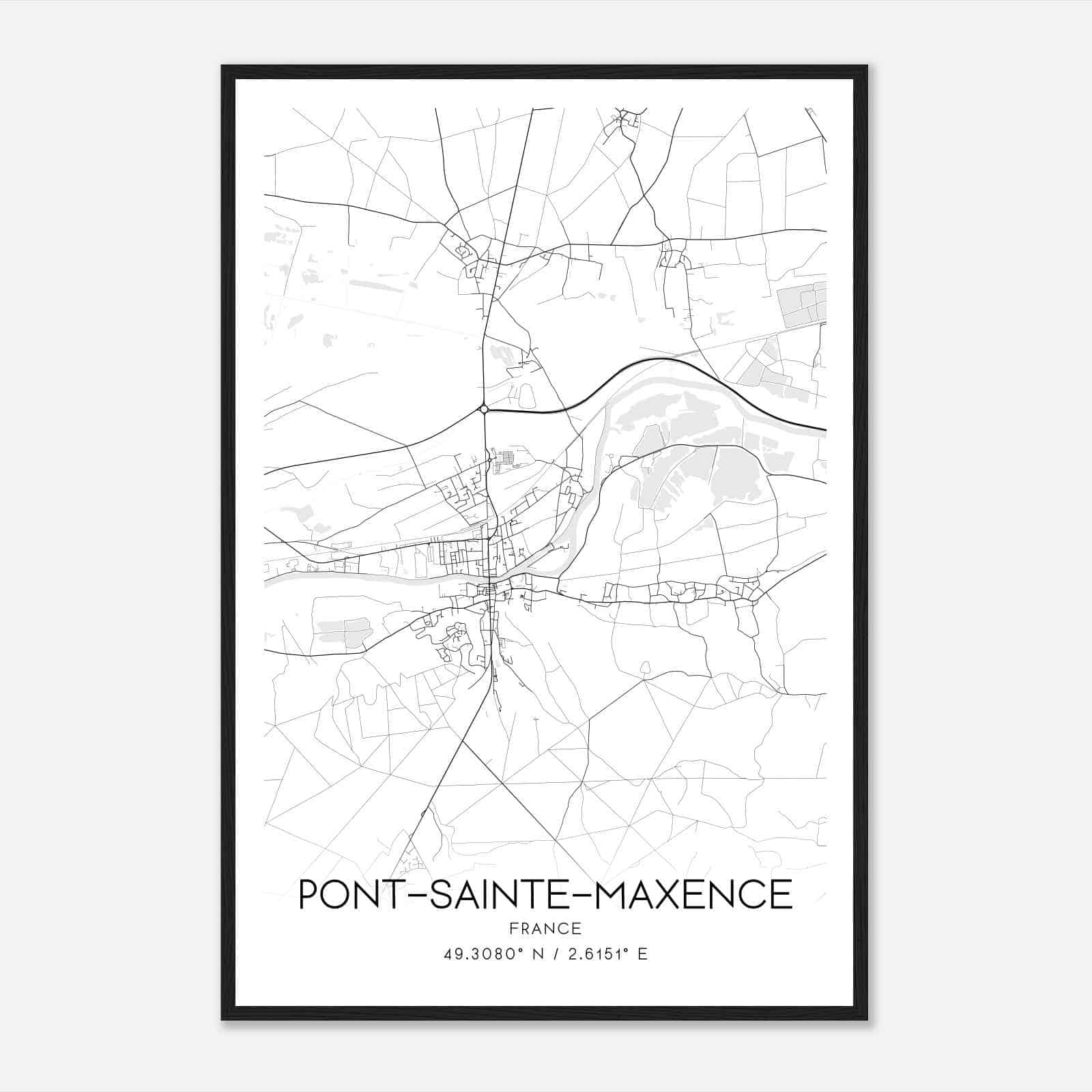Pont-Sainte-Maxence France Map Poster, Modern Home Decor Wall Art Print