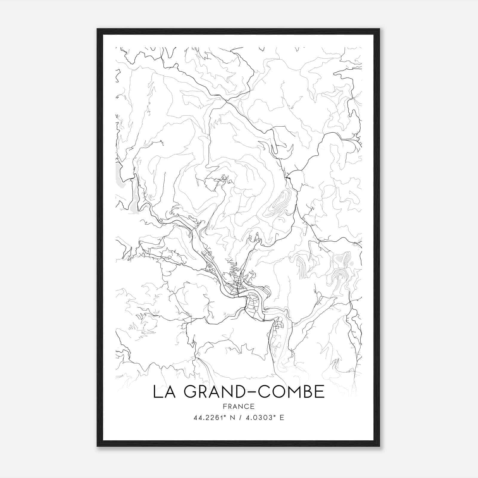 La Grand-Combe France Map Poster, Modern Home Decor Wall Art Print