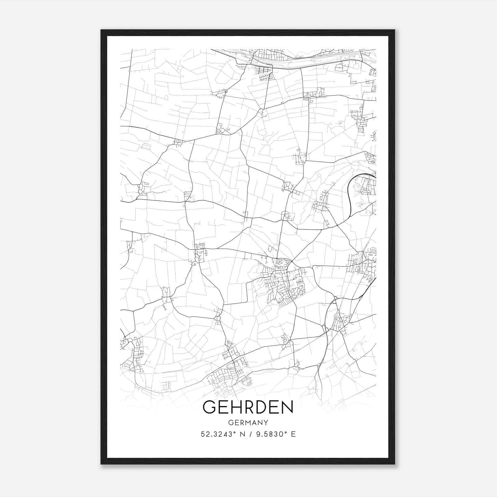 Gehrden Germany Map Poster, Modern Home Decor Wall Art Print