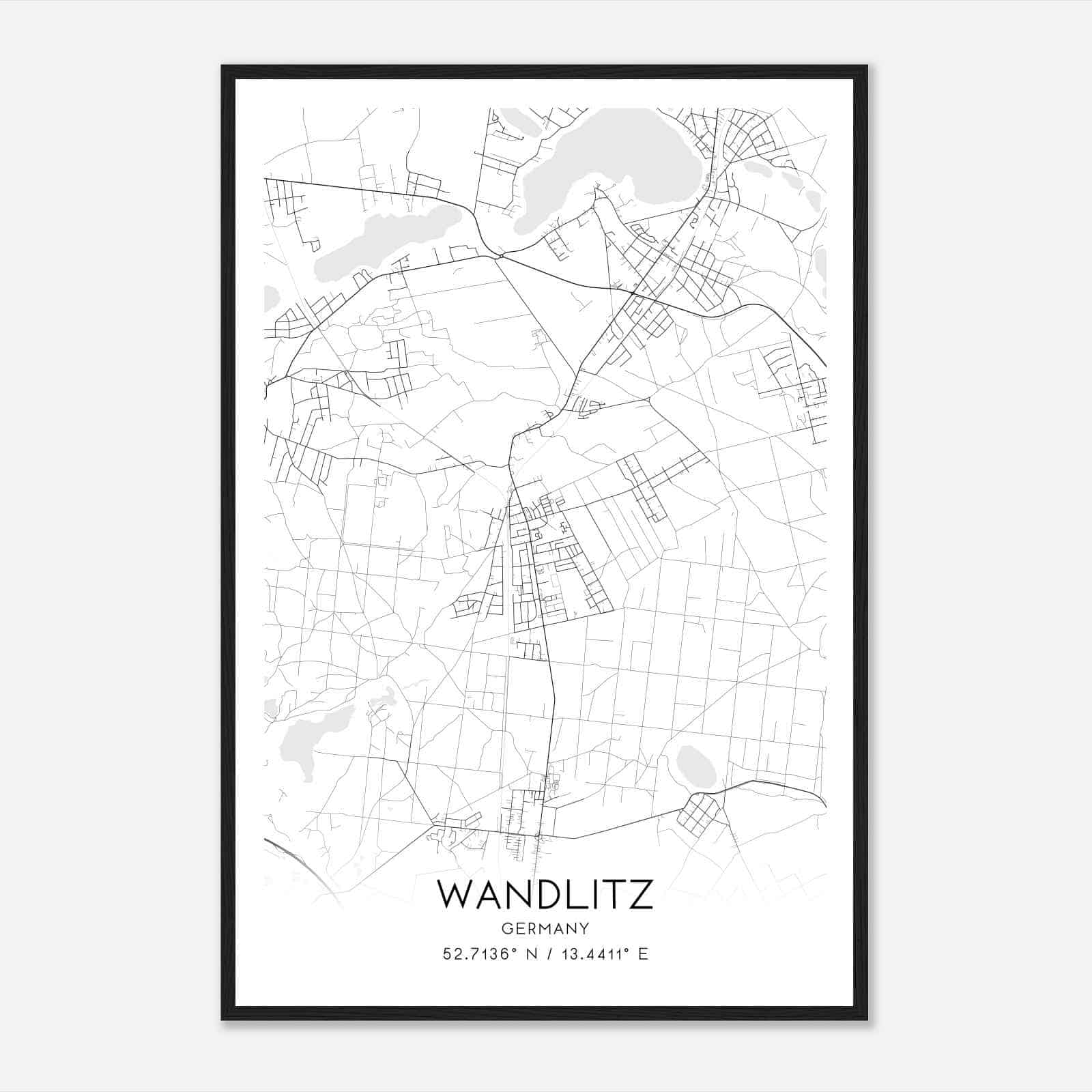 Basdorf Germany Map Poster, Modern Home Decor Wall Art Print