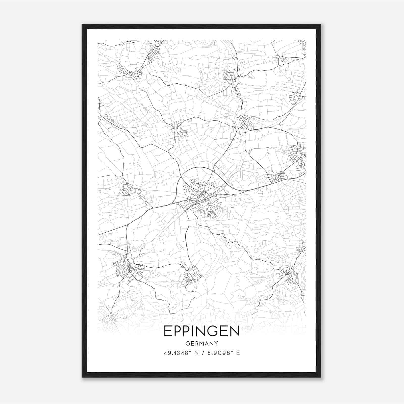 Eppingen Germany Map Poster, Modern Home Decor Wall Art Print