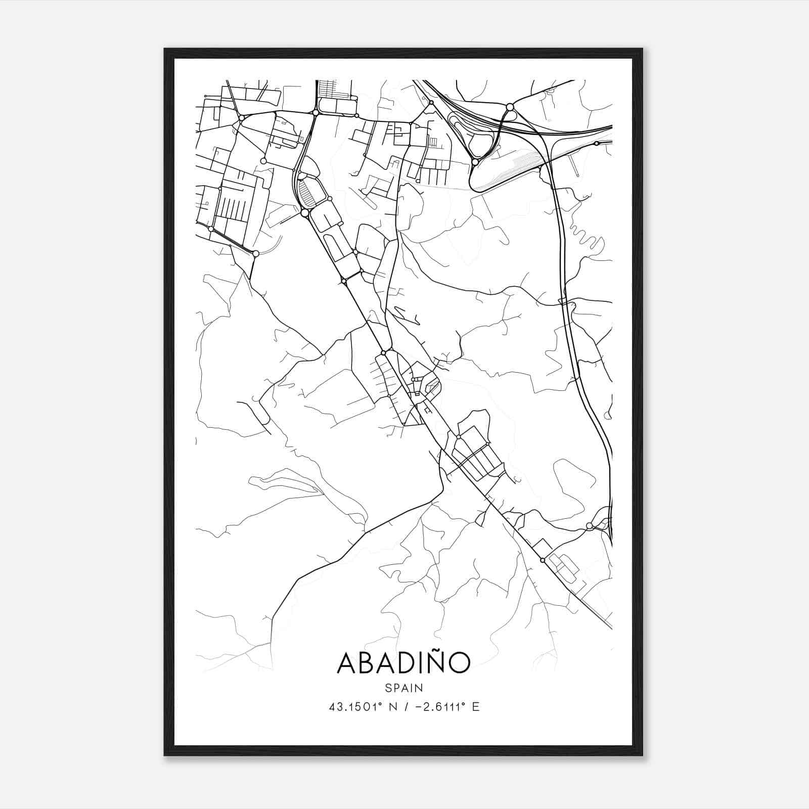 Abadiano Celayeta Spain Map Poster, Modern Home Decor Wall Art Print
